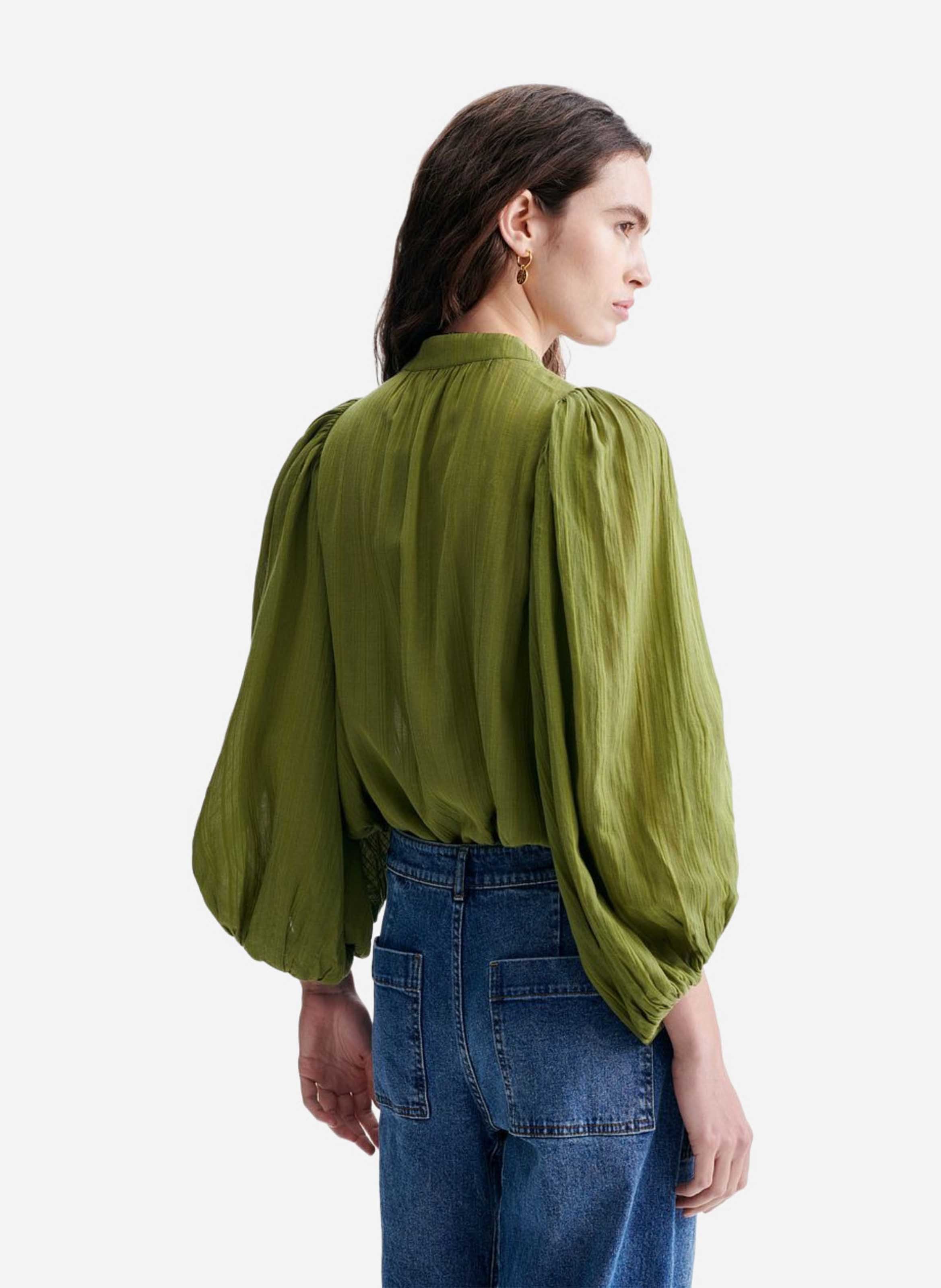 Oversized cotton blend blouse VANESSA BRUNO Green