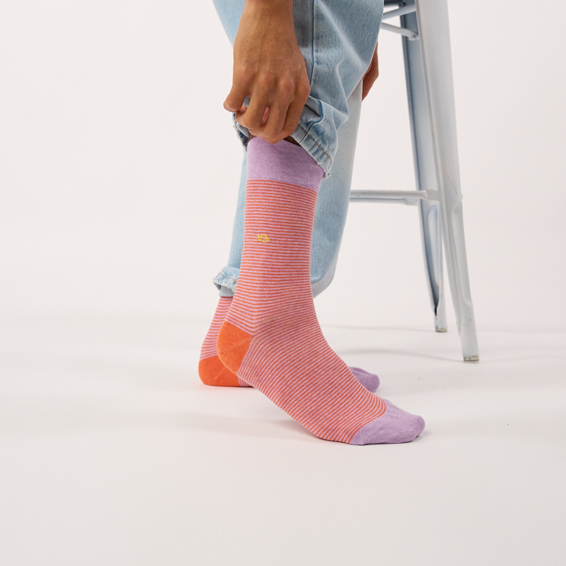 Combed cotton striped socks BILLYBELT Orange