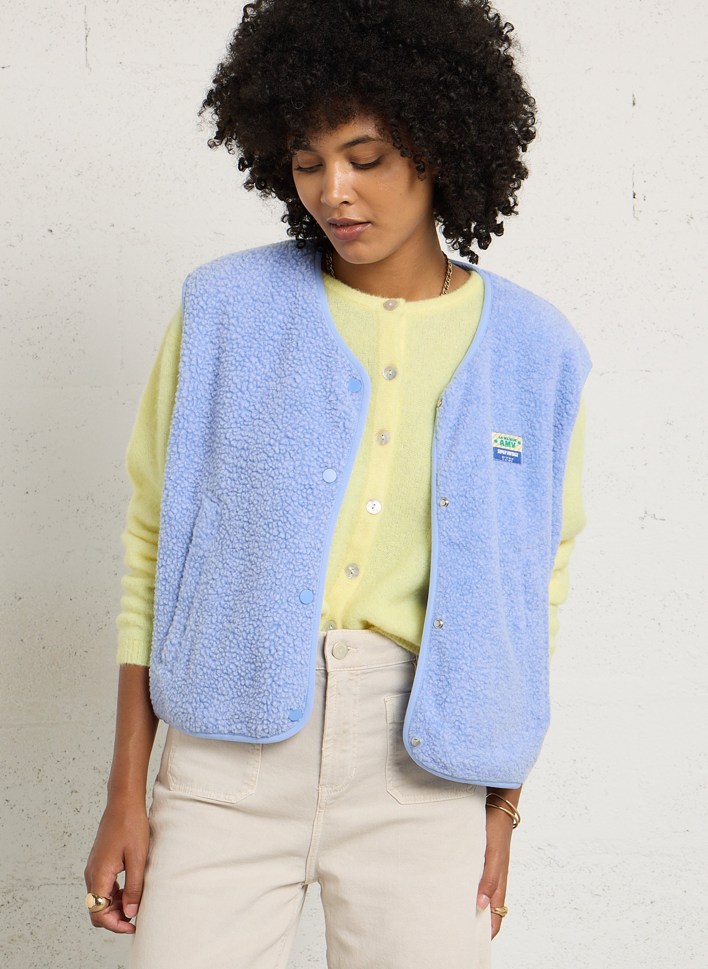 Mouwloos vestje van sweatstof met ronde hals AMERICAN VINTAGE