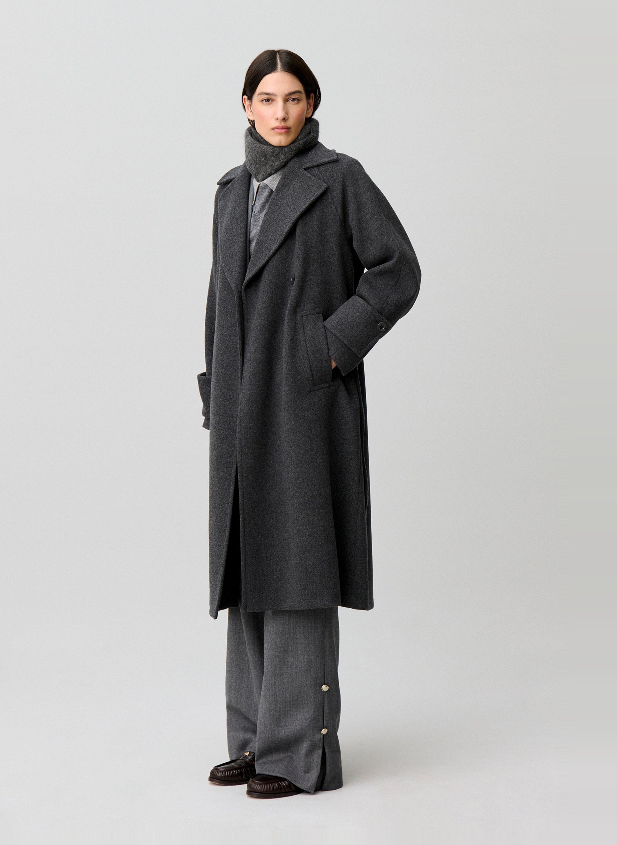 Manteau ample col tailleur en laine mélangée CLAUDIE PIERLOT Gris
