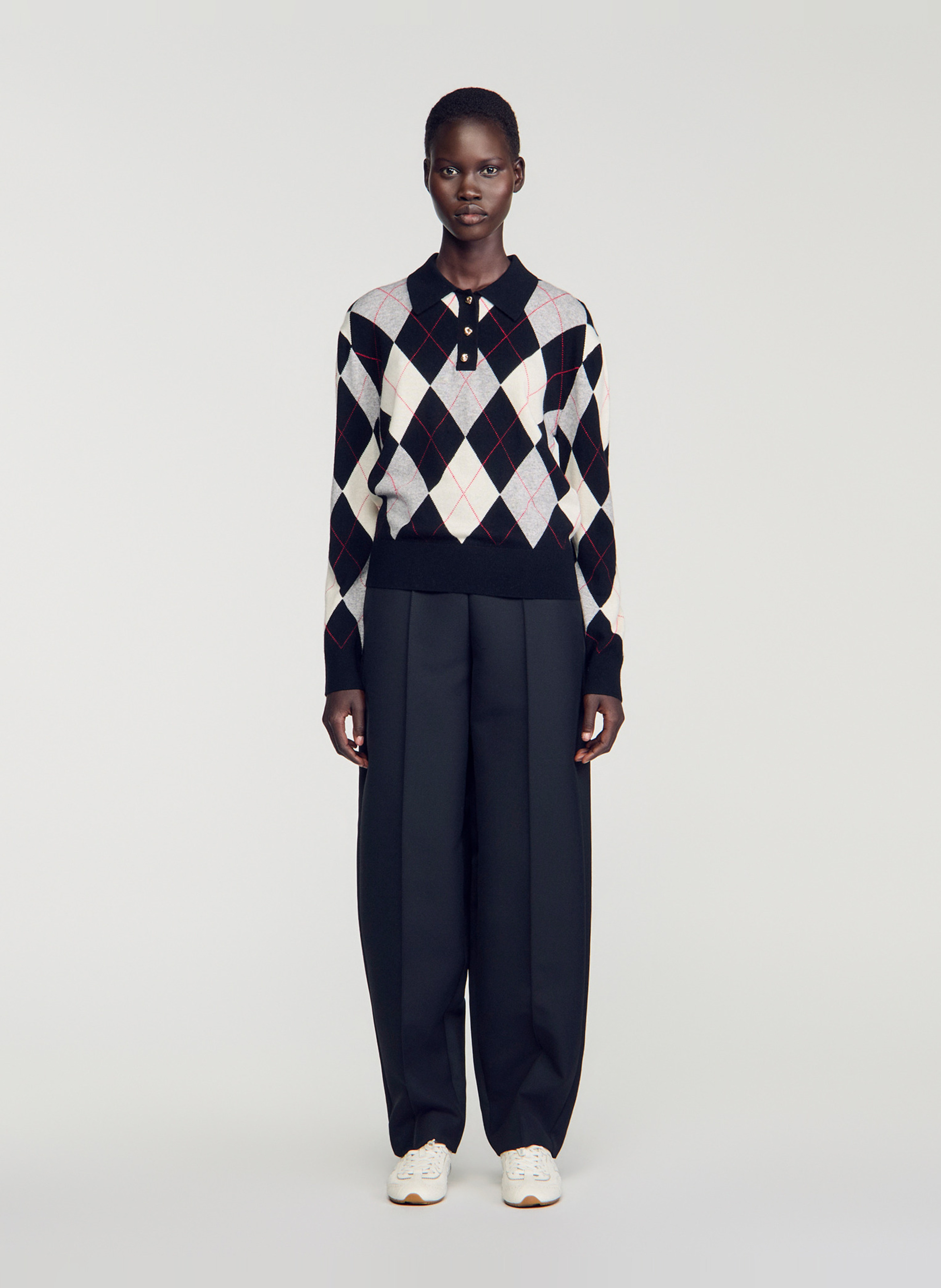 Straight wool and cashmere sweater SANDRO Black