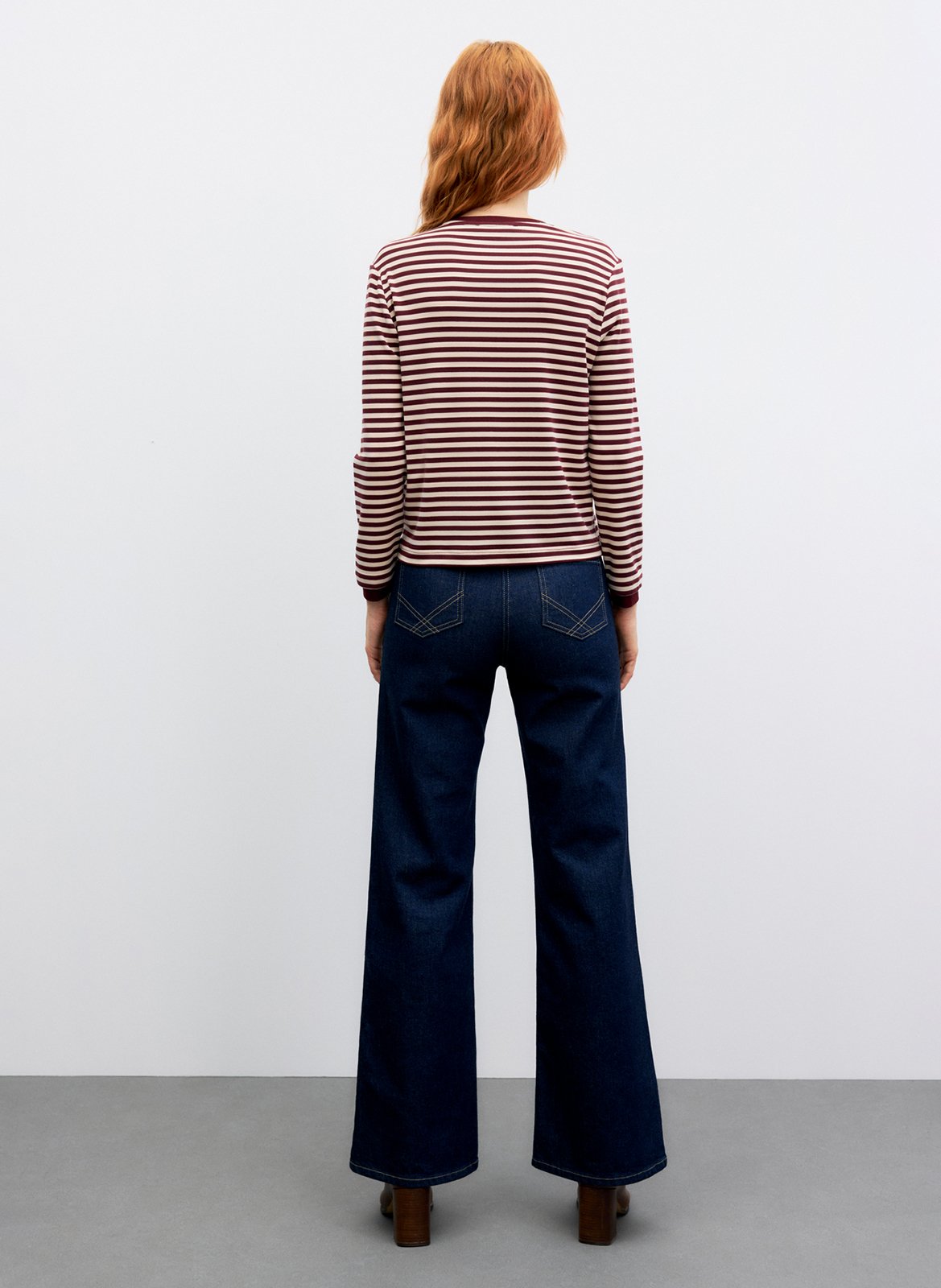 T-shirt manches longues droit col rond rayé GERARD DAREL Rouge