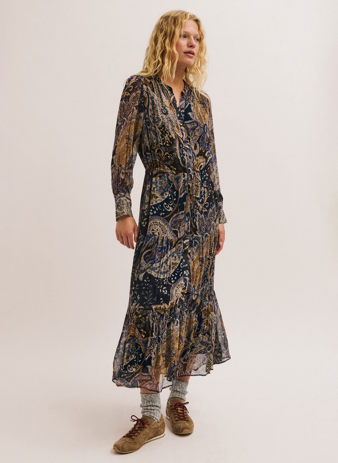 Long henley dress PABLO Blue