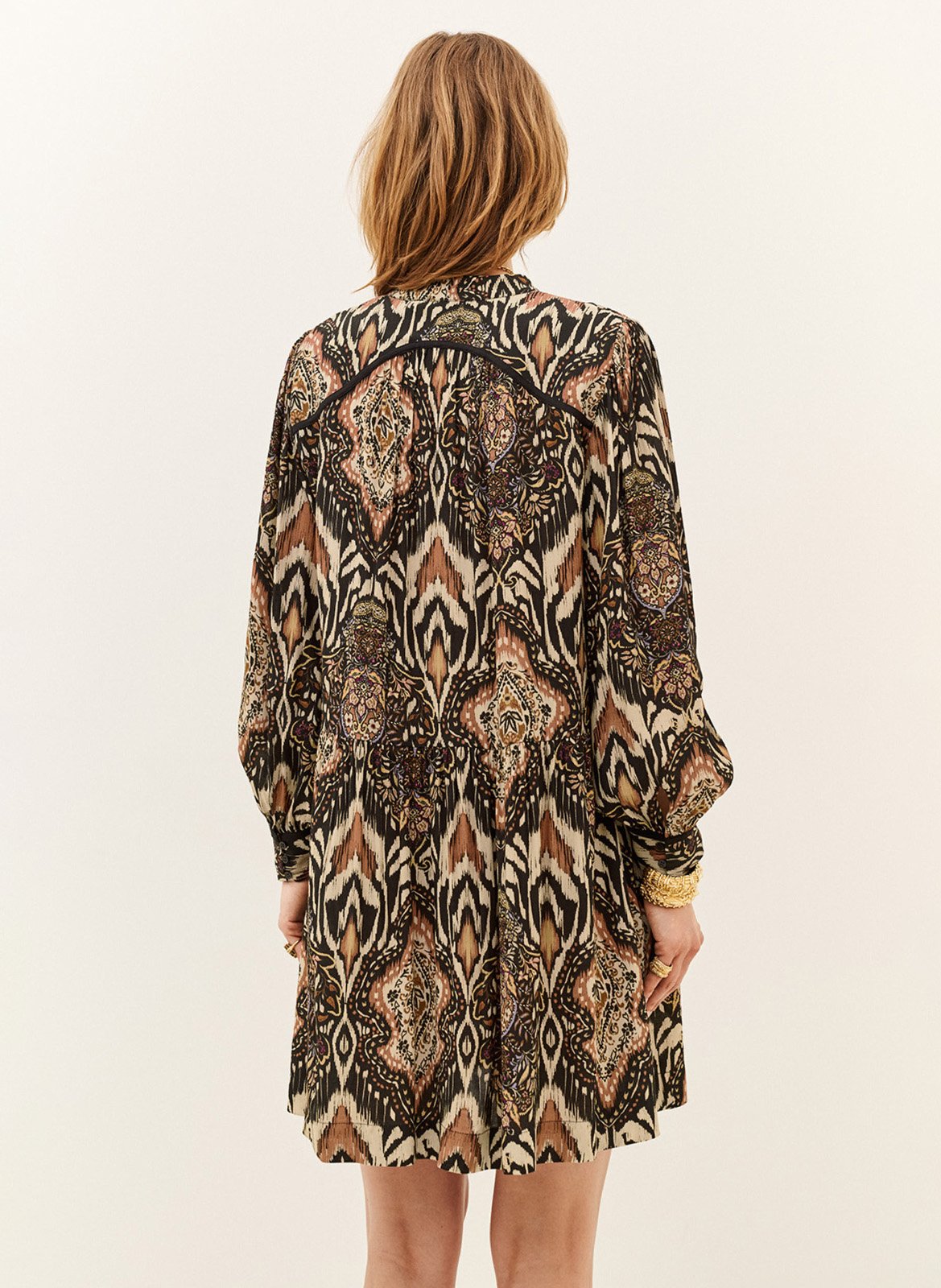 Korte jurk met Tunesische kraag en print BA&SH Zwart
