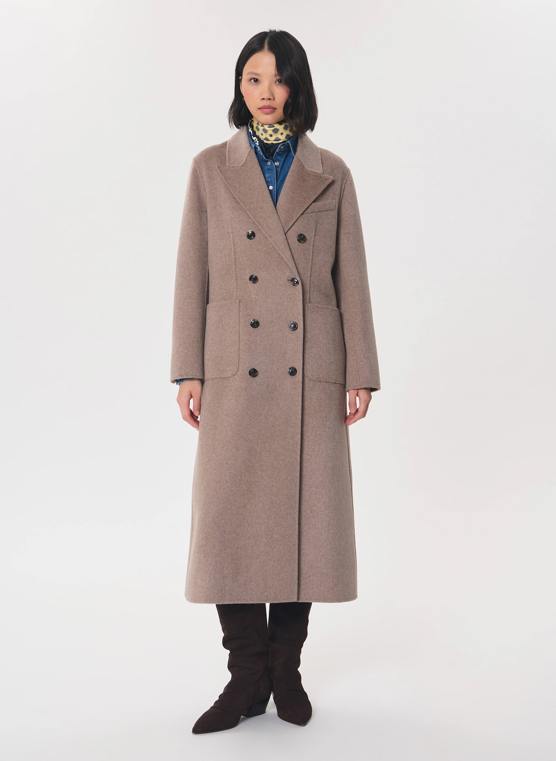 Manteau col tailleur en laine mélangée TARA JARMON Marron