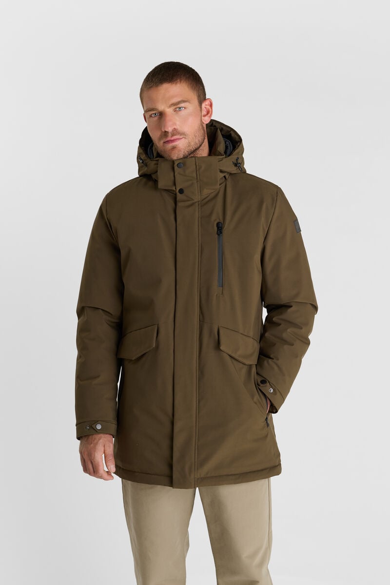Zip-up hooded parka LE TEMPS DES CERISES Brown