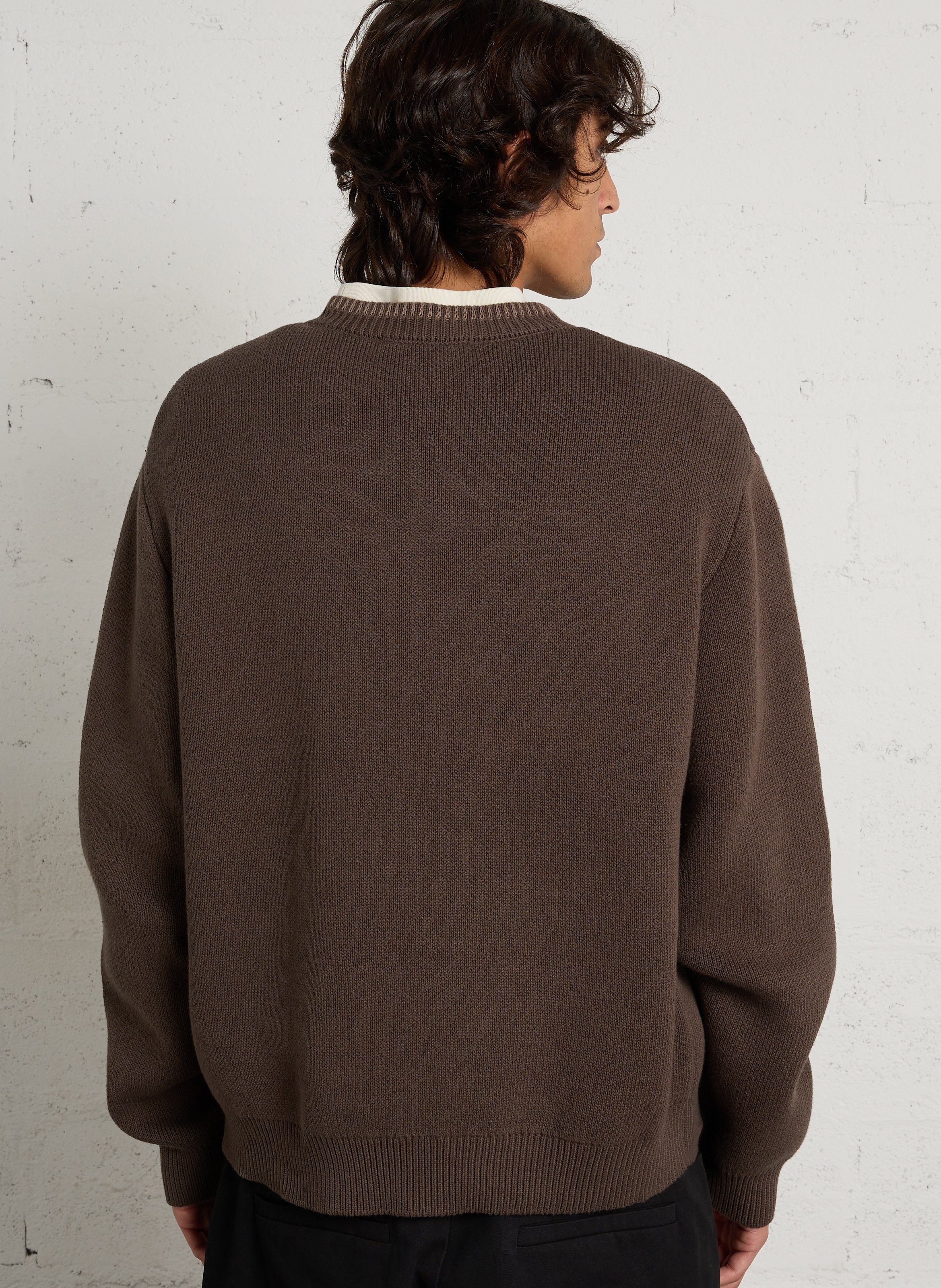 Pull ample col rond en coton MINIMUM Marron