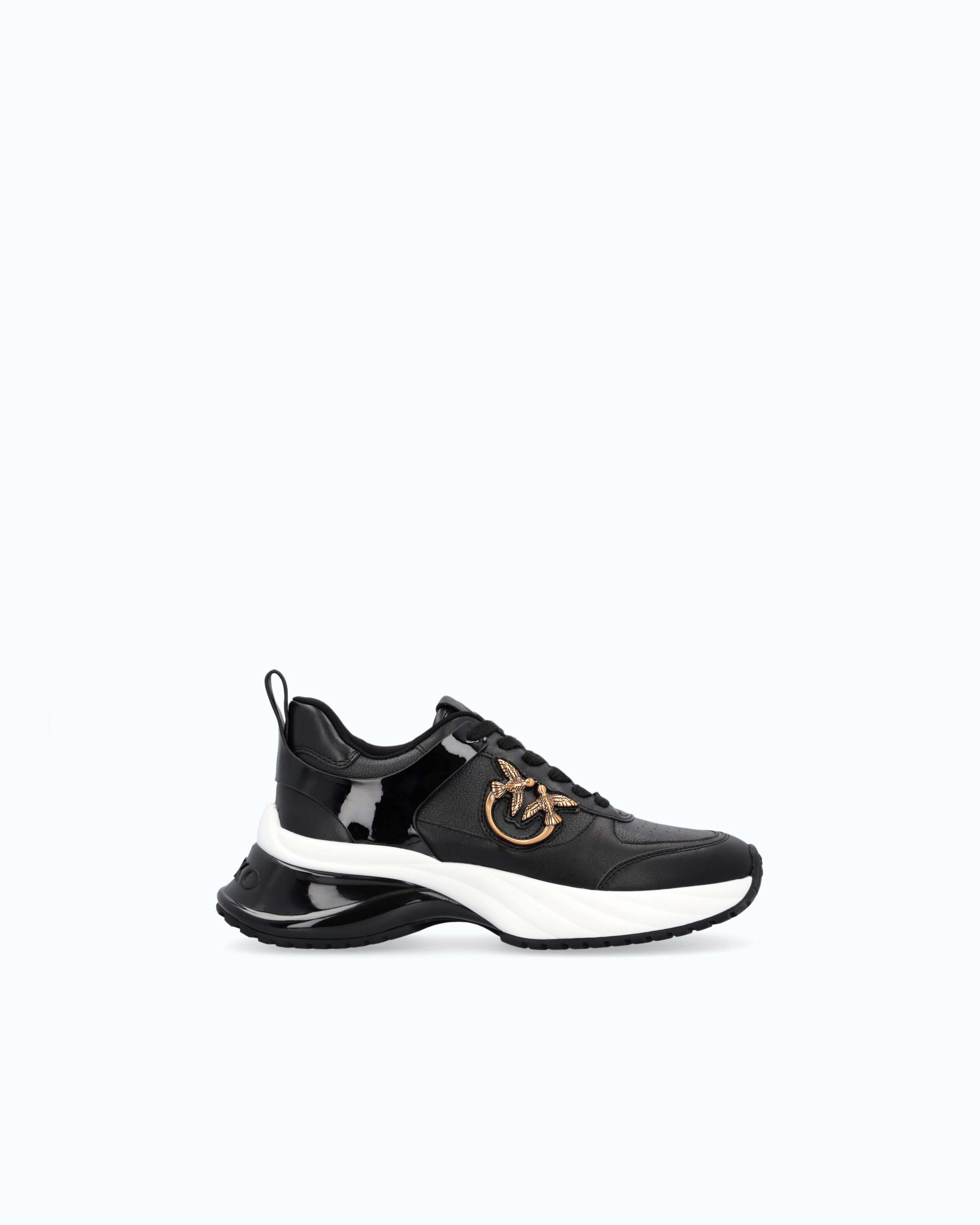 Ariel leather-effect sneakers with mirrored finish details PINKO