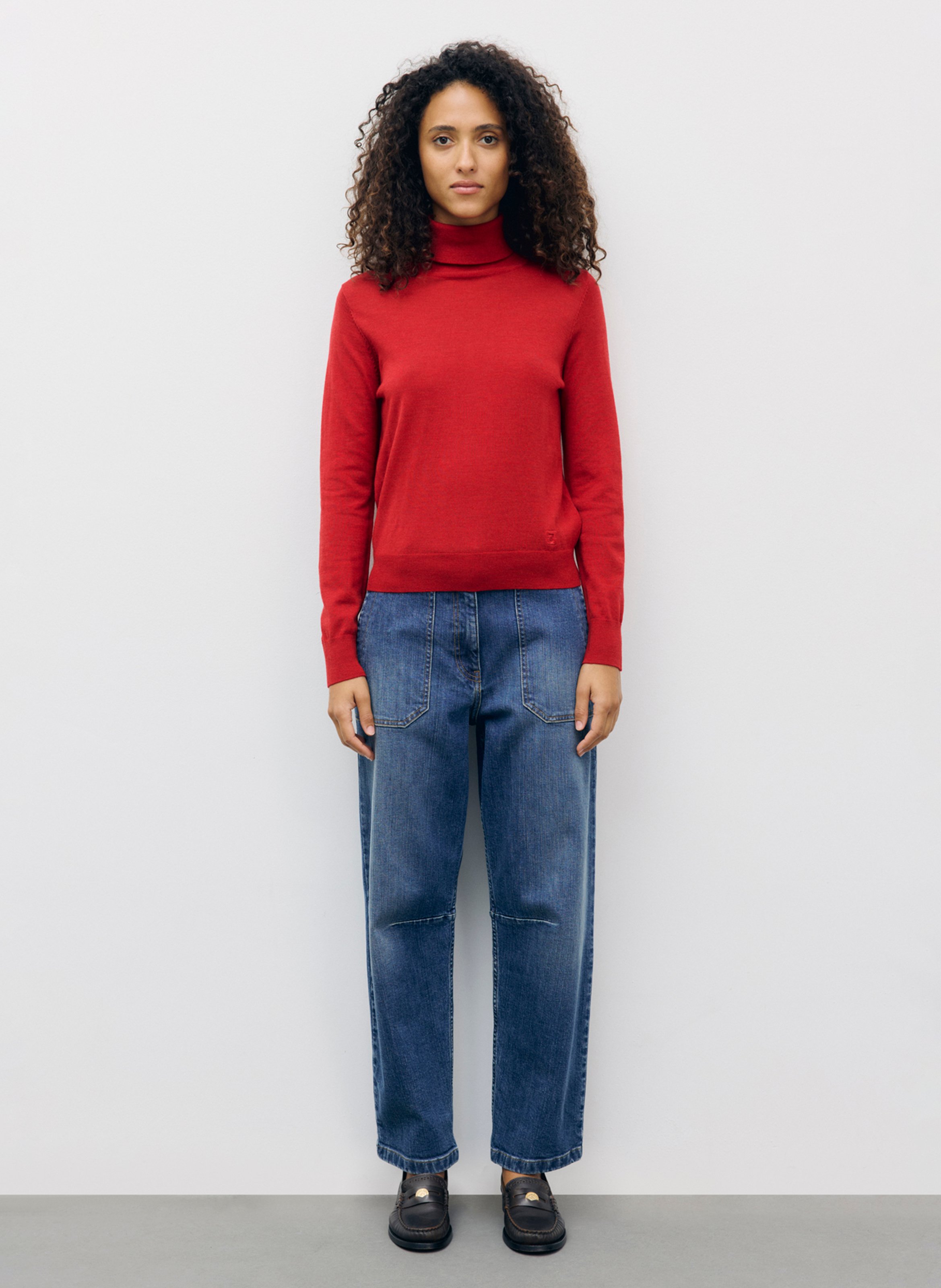 Straight wool polo neck jumper GERARD DAREL Red