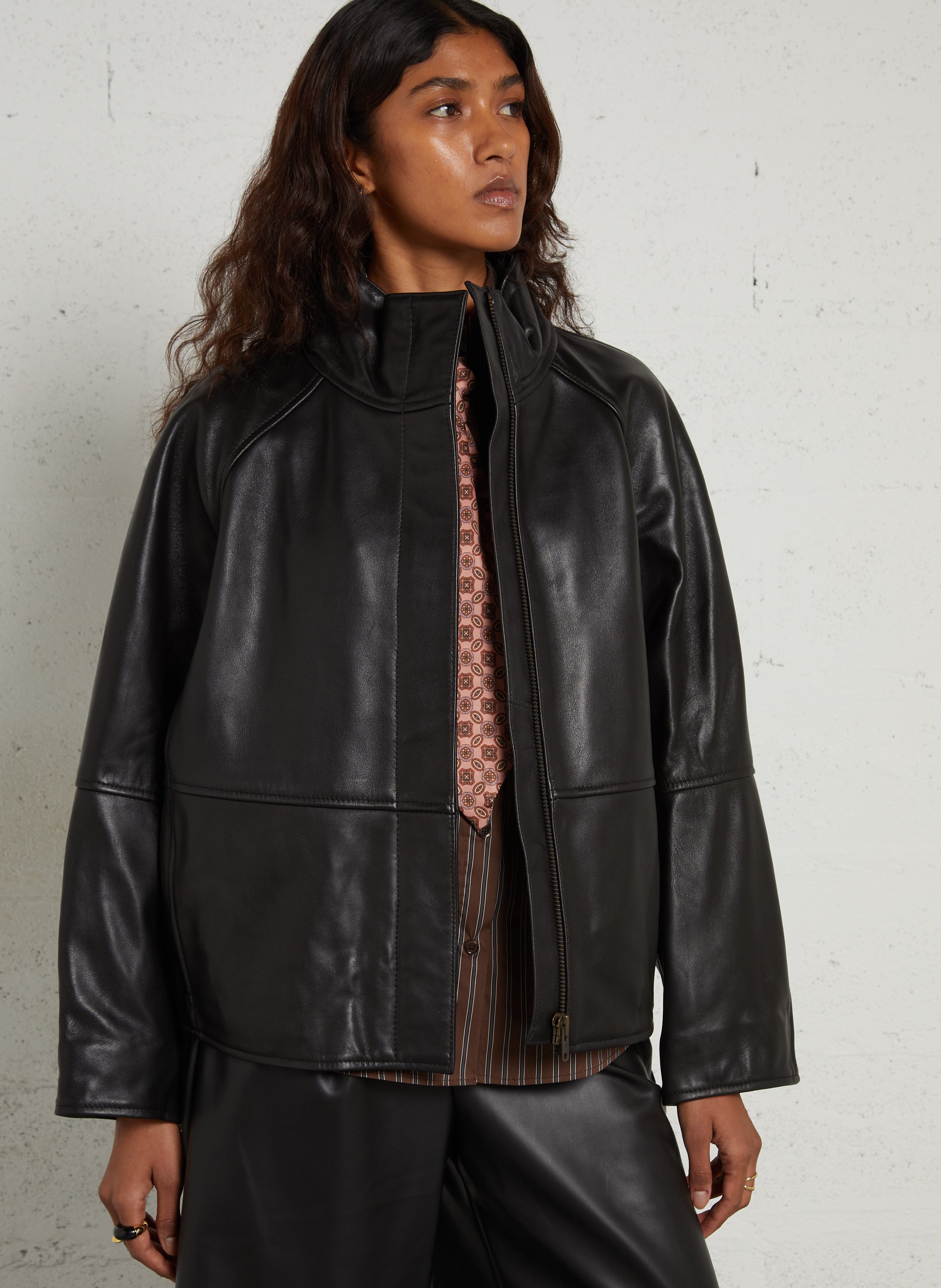 Oversize-Blouson aus Leder SOEUR Schwarz