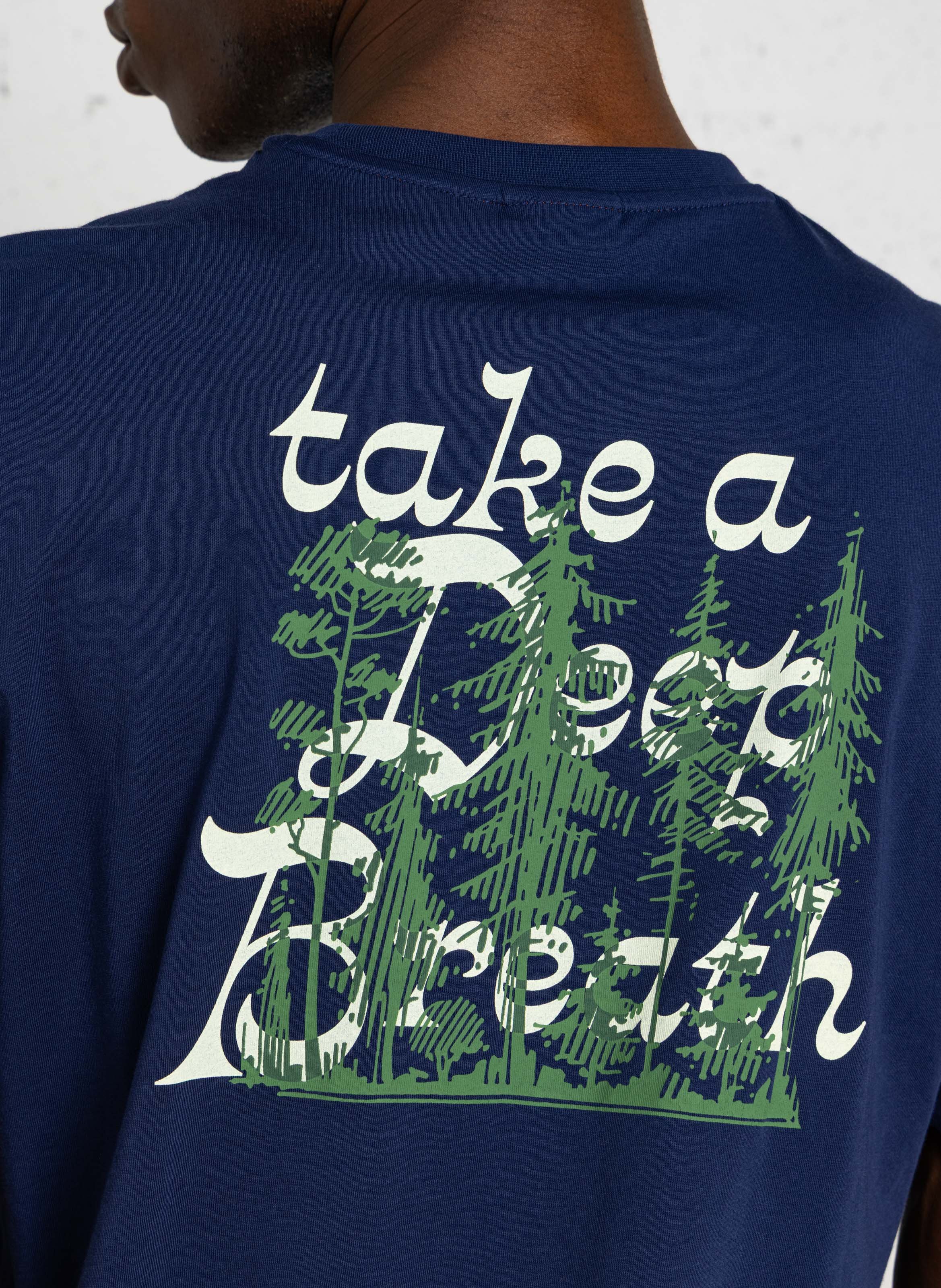 Gerader bedruckter Baumwoll-T-Shirt. NAPAPIJRI Blau