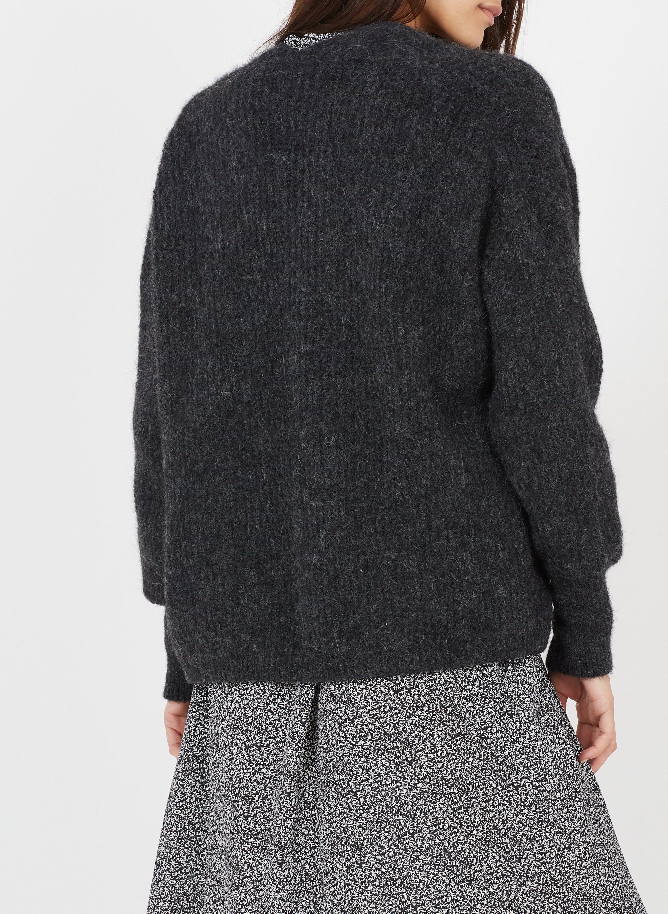 Open wool and alpaca blend cardigan Grey