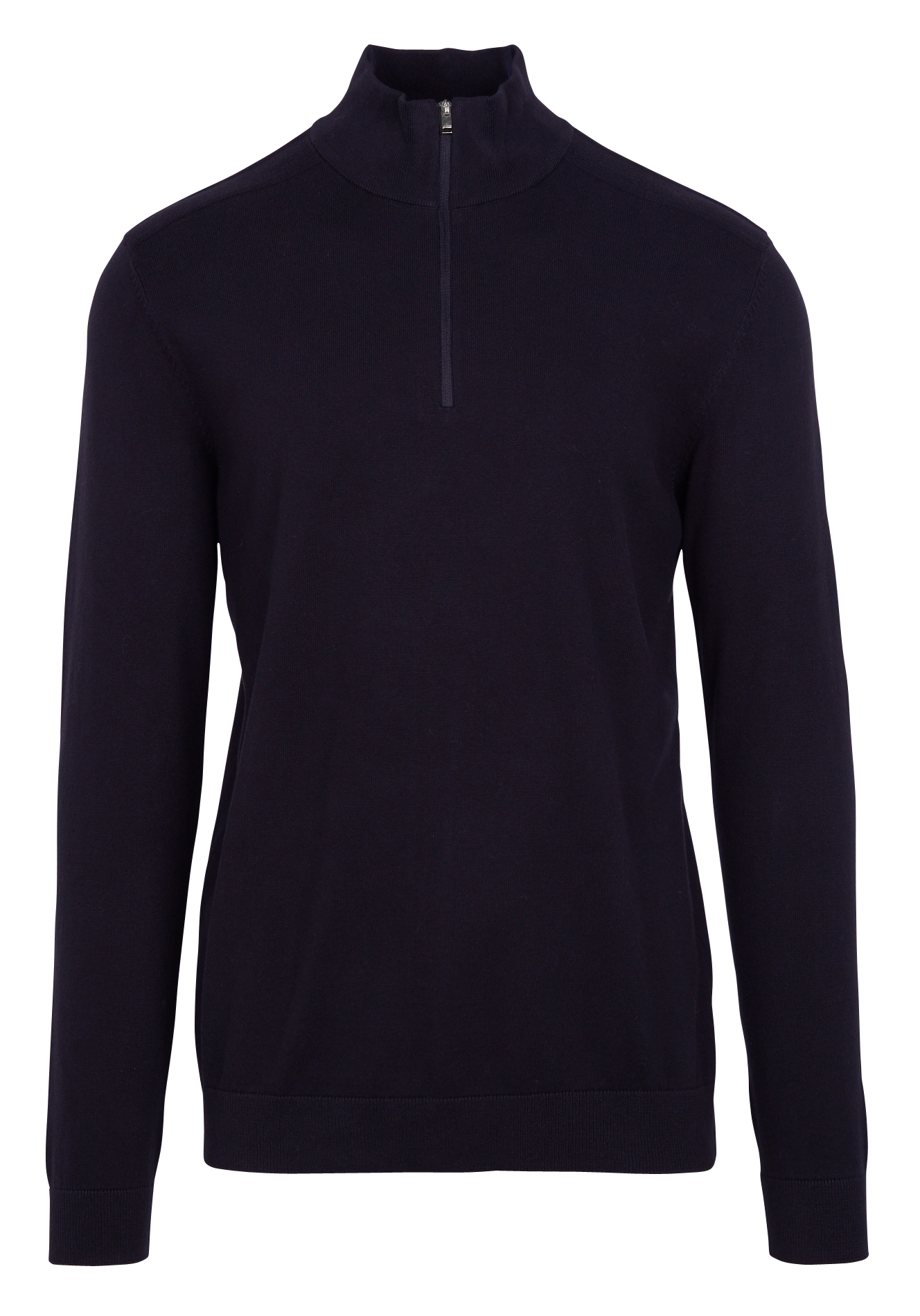 Regular-fit cotton sweater with zip-up high neck SELECTED Blue