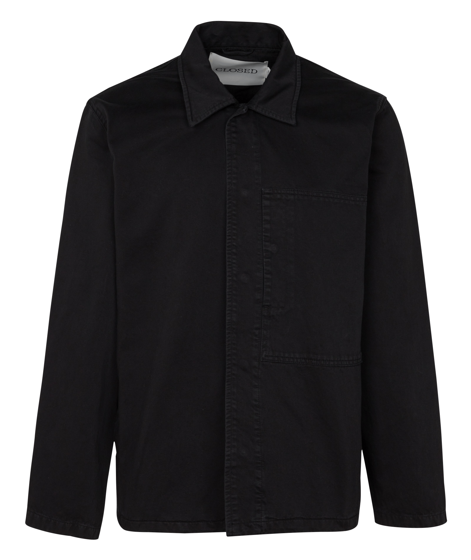 Straight-cut cotton jacket with classic collar BlackCLOSED