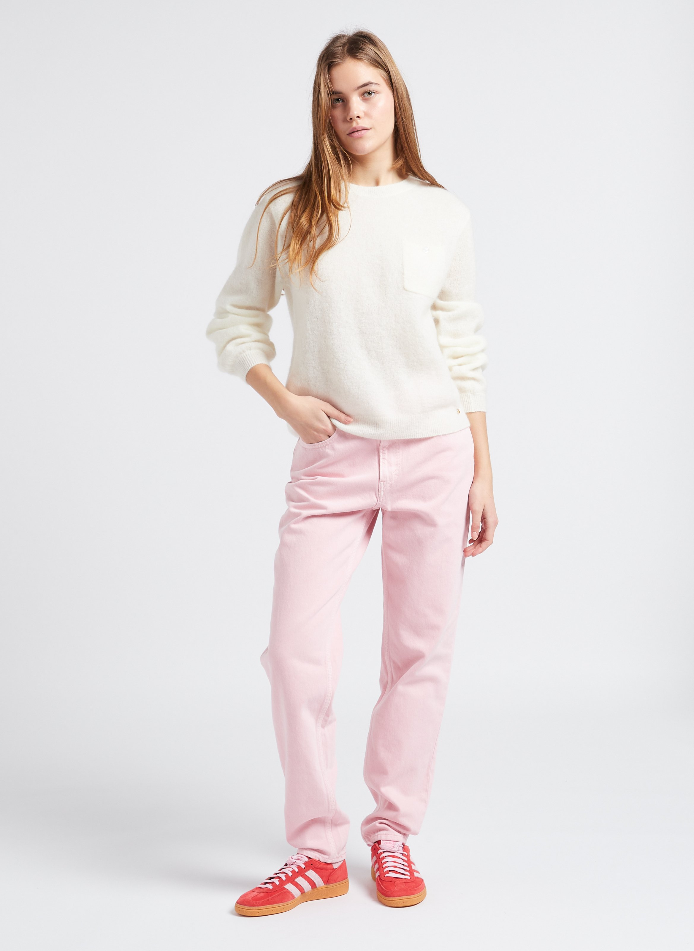 Jean mom-fit en coton LEVI'S Rouge