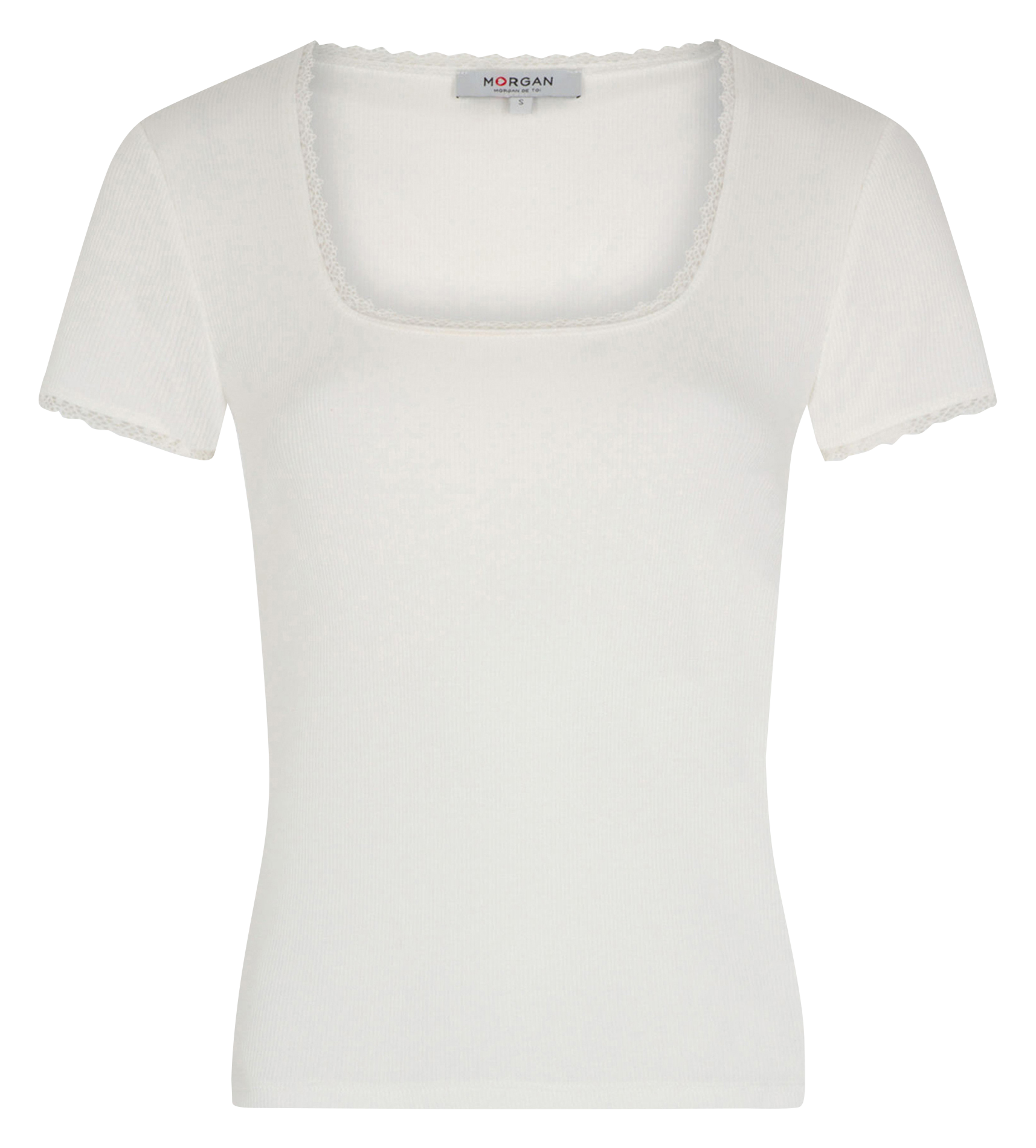 Cotton-blend lace T-shirt MORGAN Beige