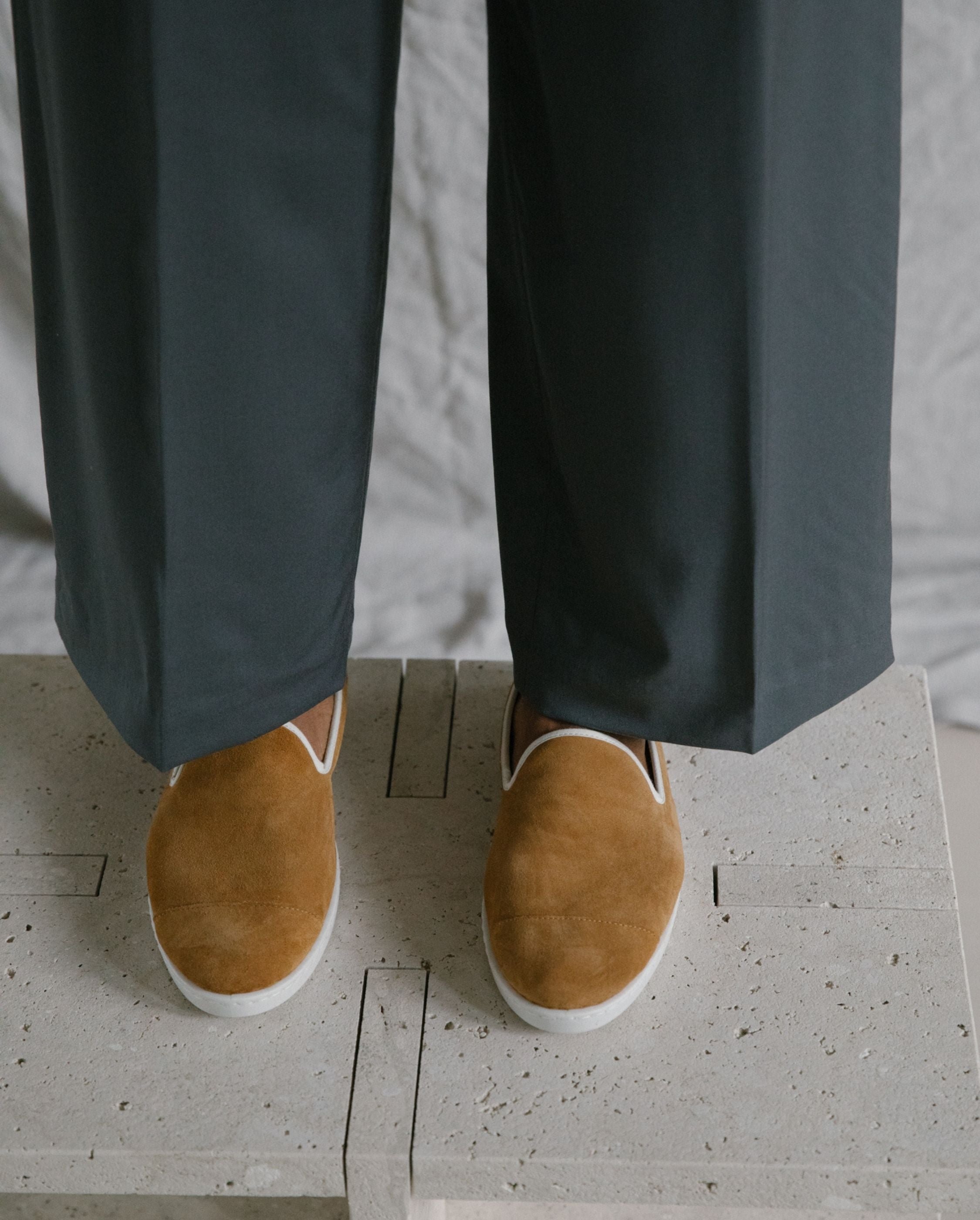 Men's leather slipper, camel ANGARDE Brown