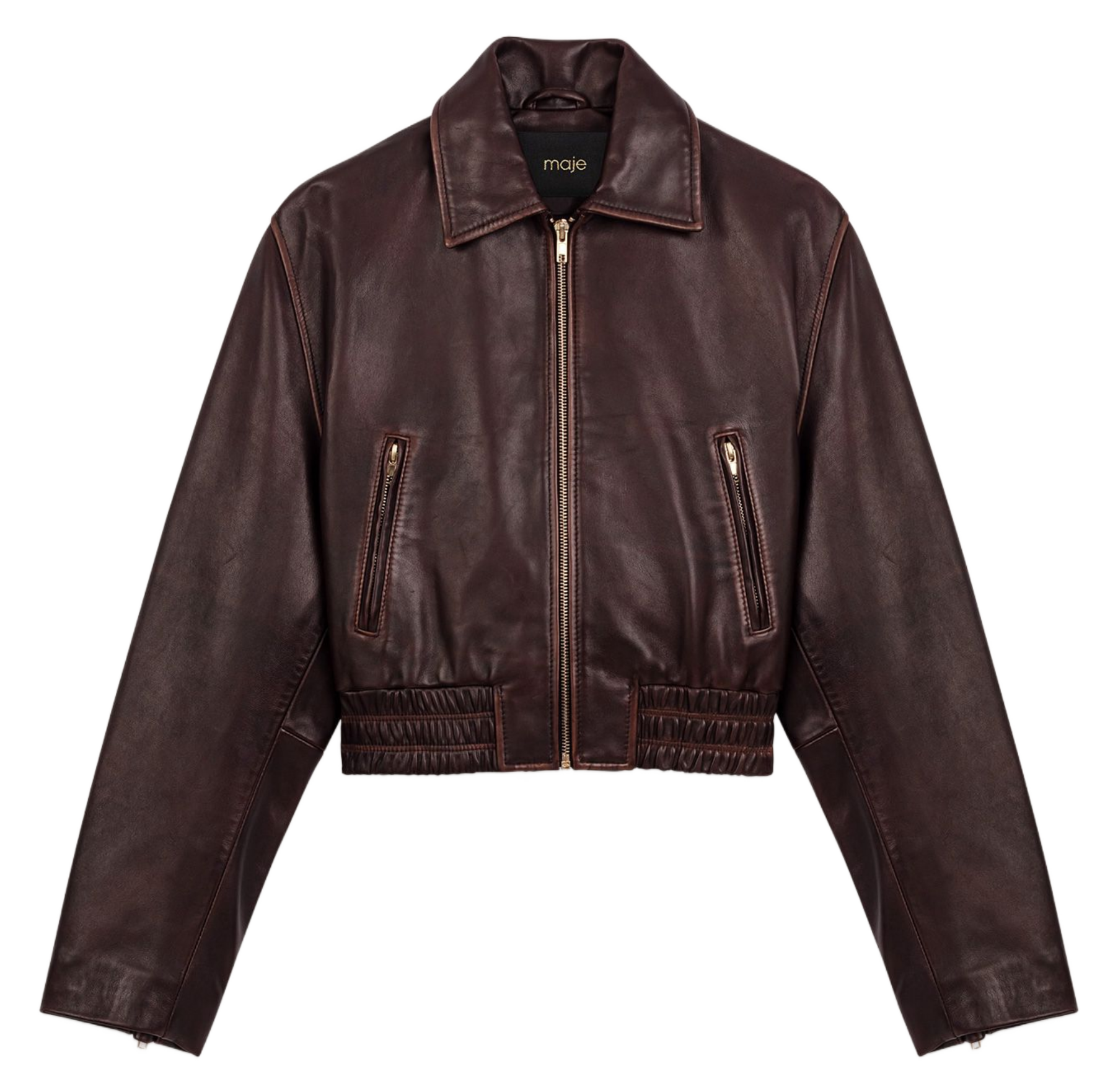 Cactus - Kurzer Lederblouson mit Reißverschluss MAJE Braun