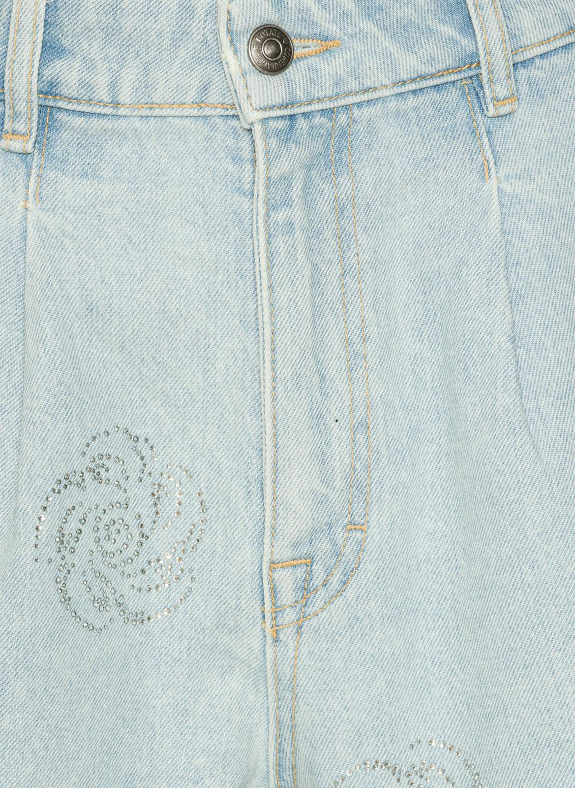 Short large en denim de coton ROTATE Bleu