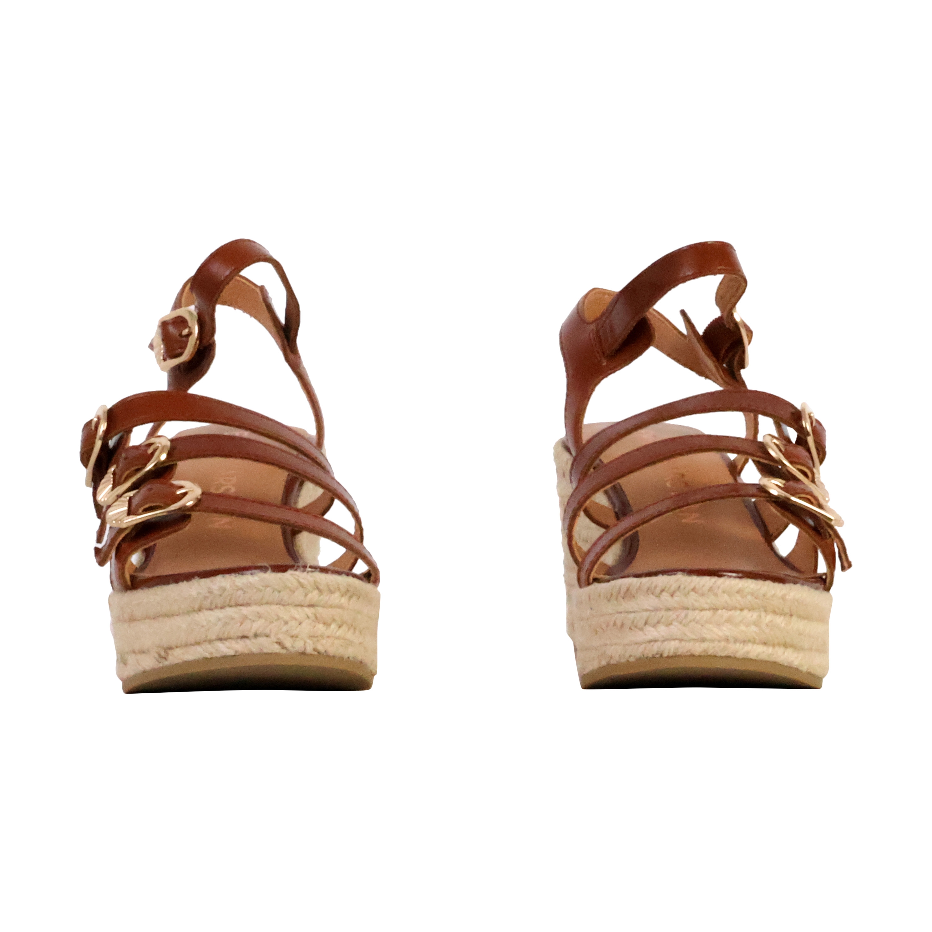 Leather wedge sandals Talia EMILIE KARSTON Brown
