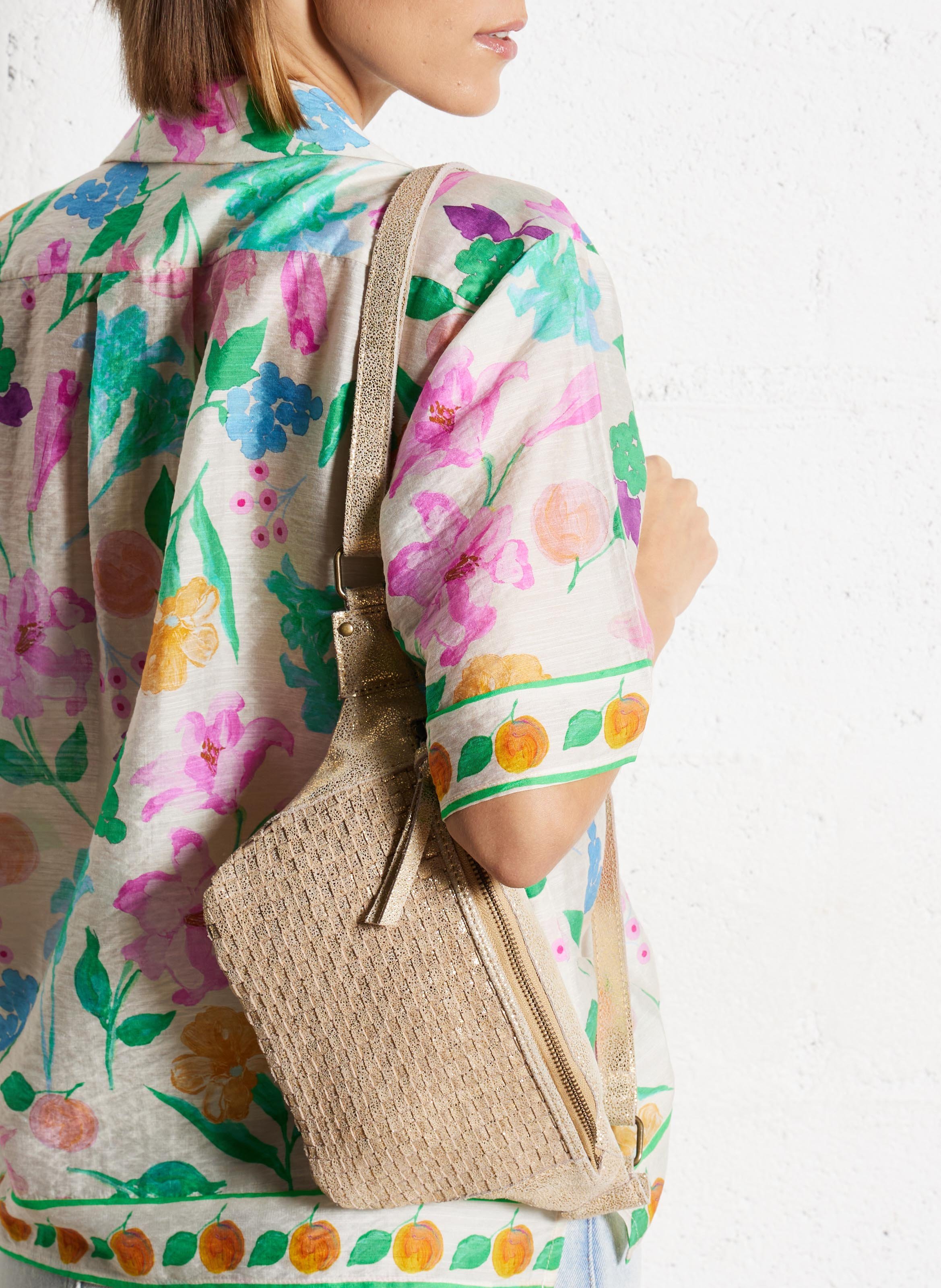 Metallic leather waist bag PIECES Golden