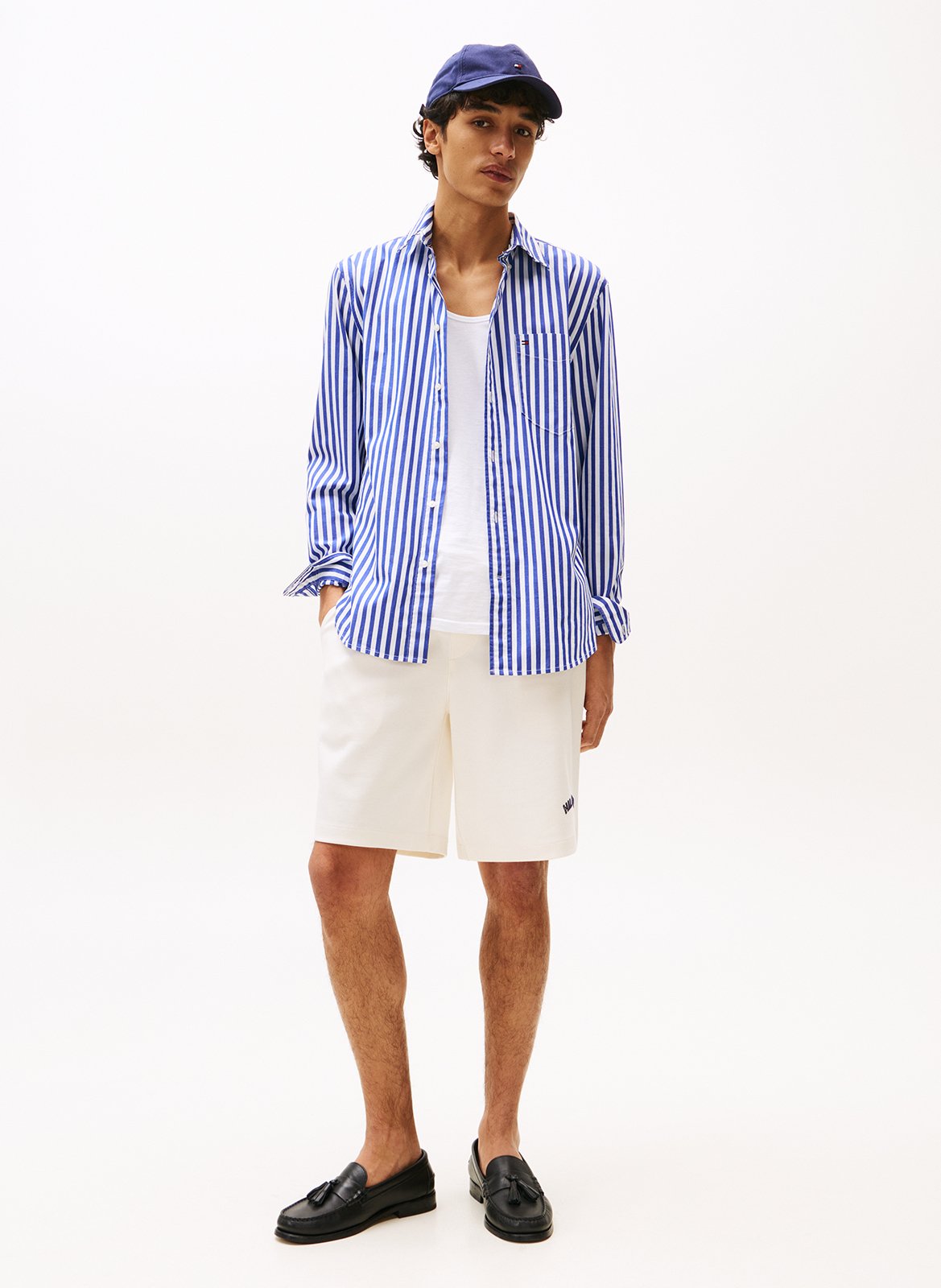 Gerade geschnittenes Hemd aus gestreifter Baumwolle TOMMY HILFIGER Blau