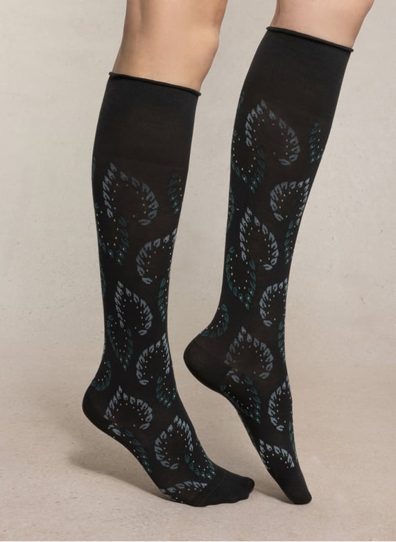Chaussettes hautes en coton mélangé Noir Bleuforet Femme Place