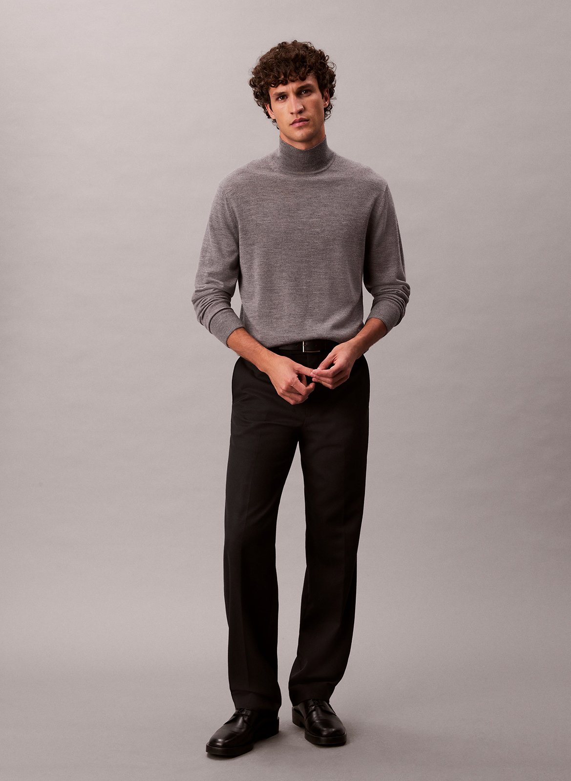 Gerader Rollkragenpullover aus Wolle CALVIN KLEIN Grau