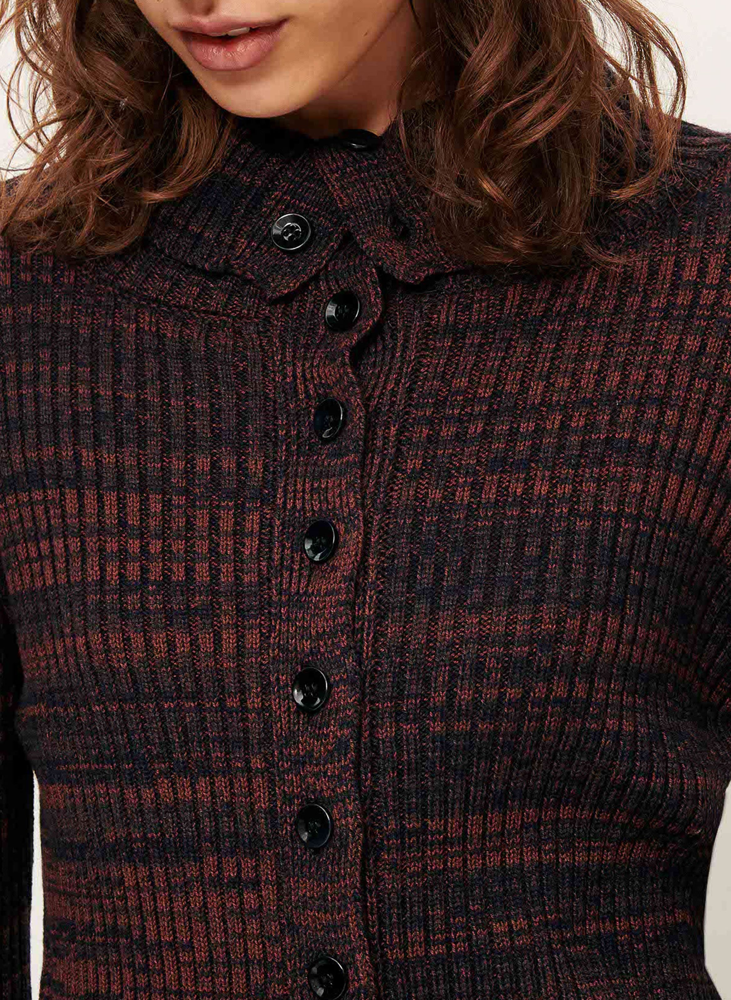 Cardigan moulant col montant  Marron