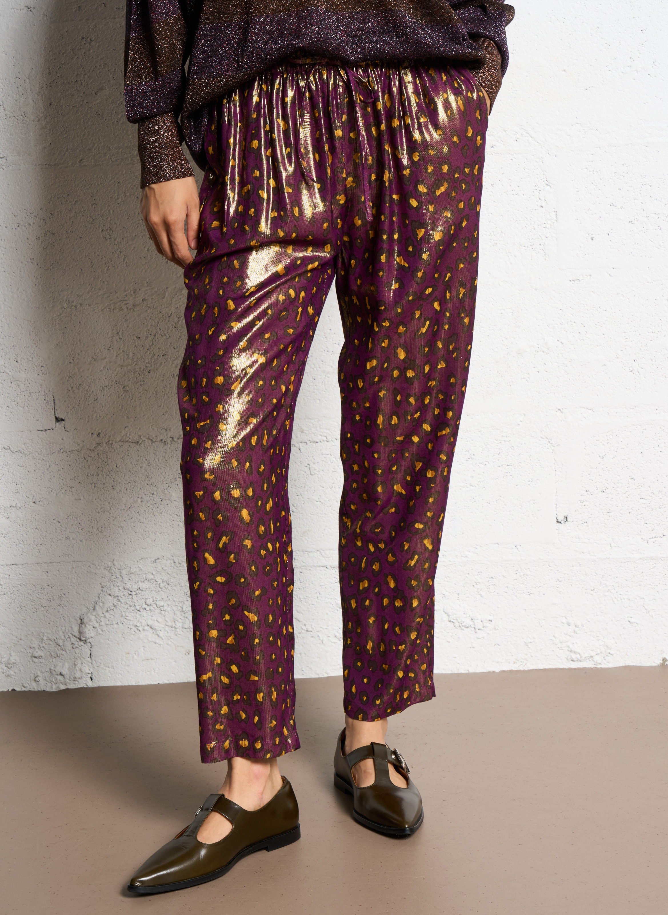 Pantalon droit imprimé MES DEMOISELLES Violet