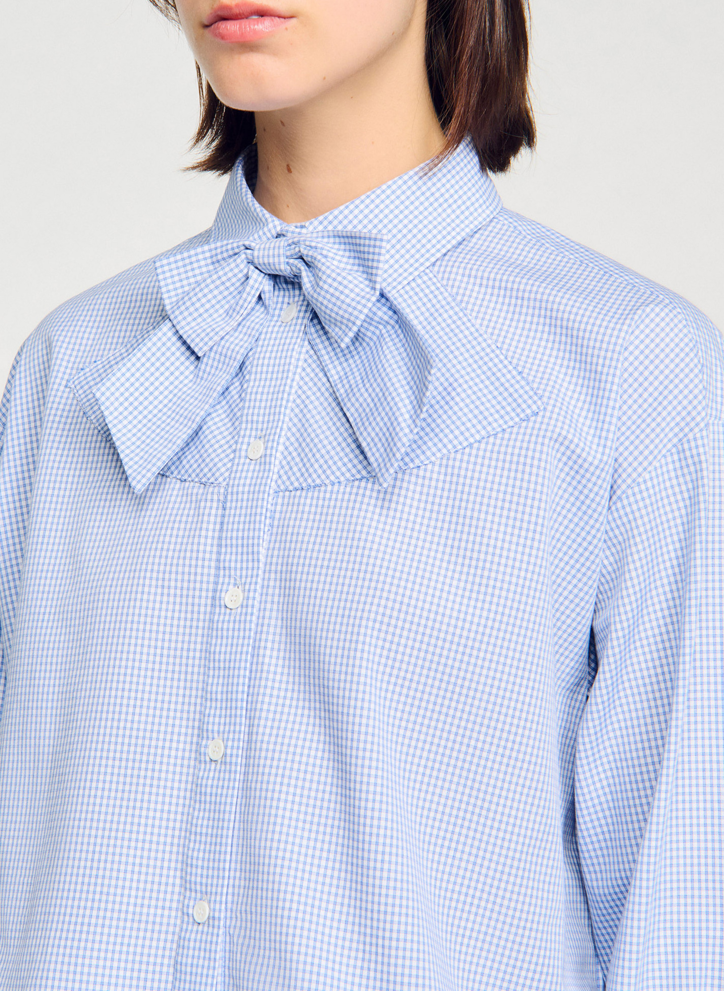 Chemise col classique manches contrastantes en coton SANDRO Blue