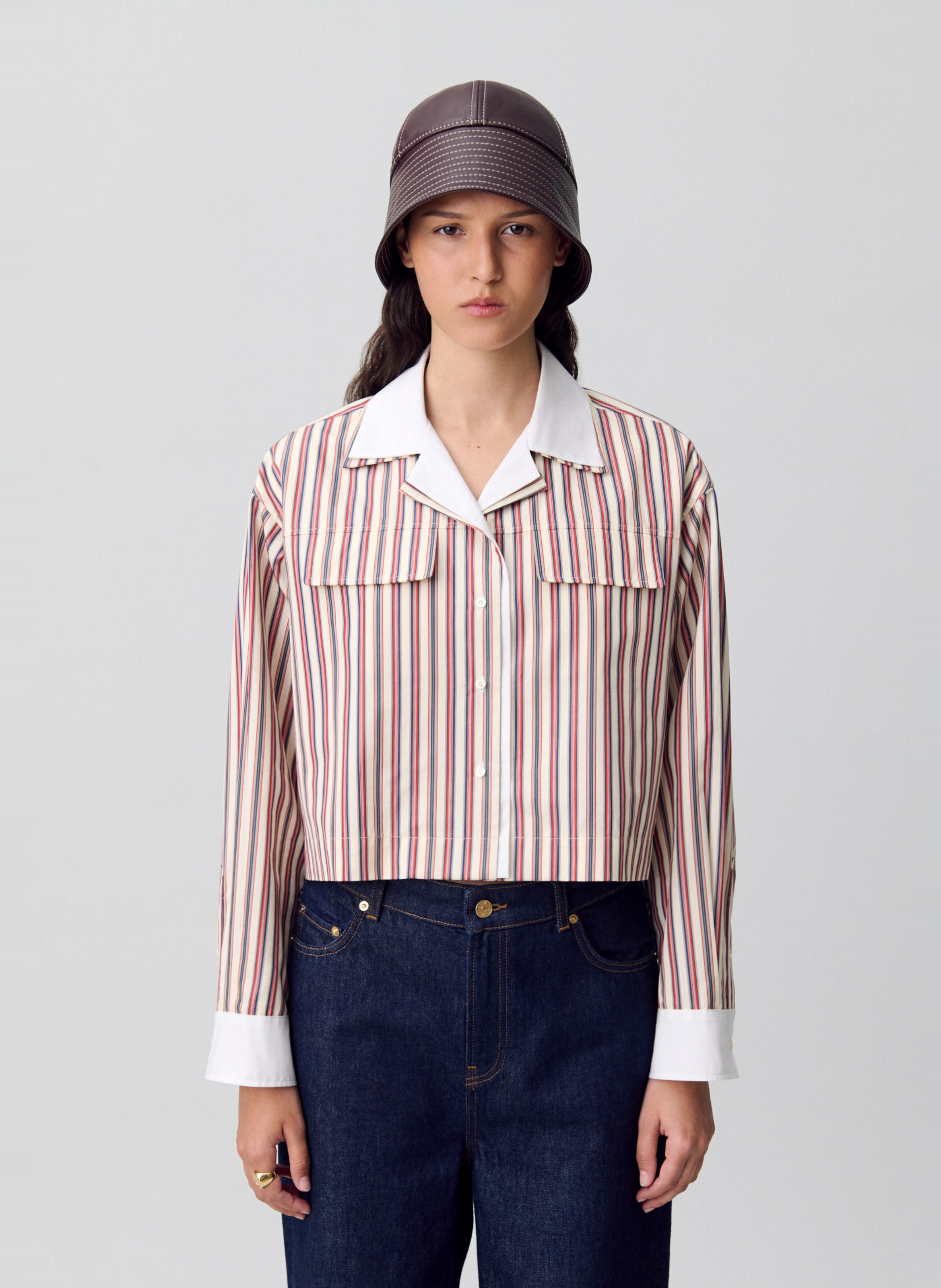 Cotton canvas shirt with tailored collar CLAUDIE PIERLOT Multicolored