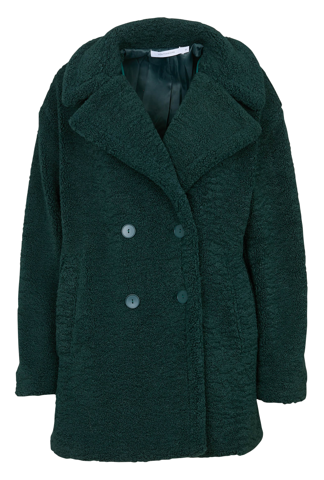 Oversized wool coat with bouclé effect tailoring. LA FEE MARABOUTEE Green