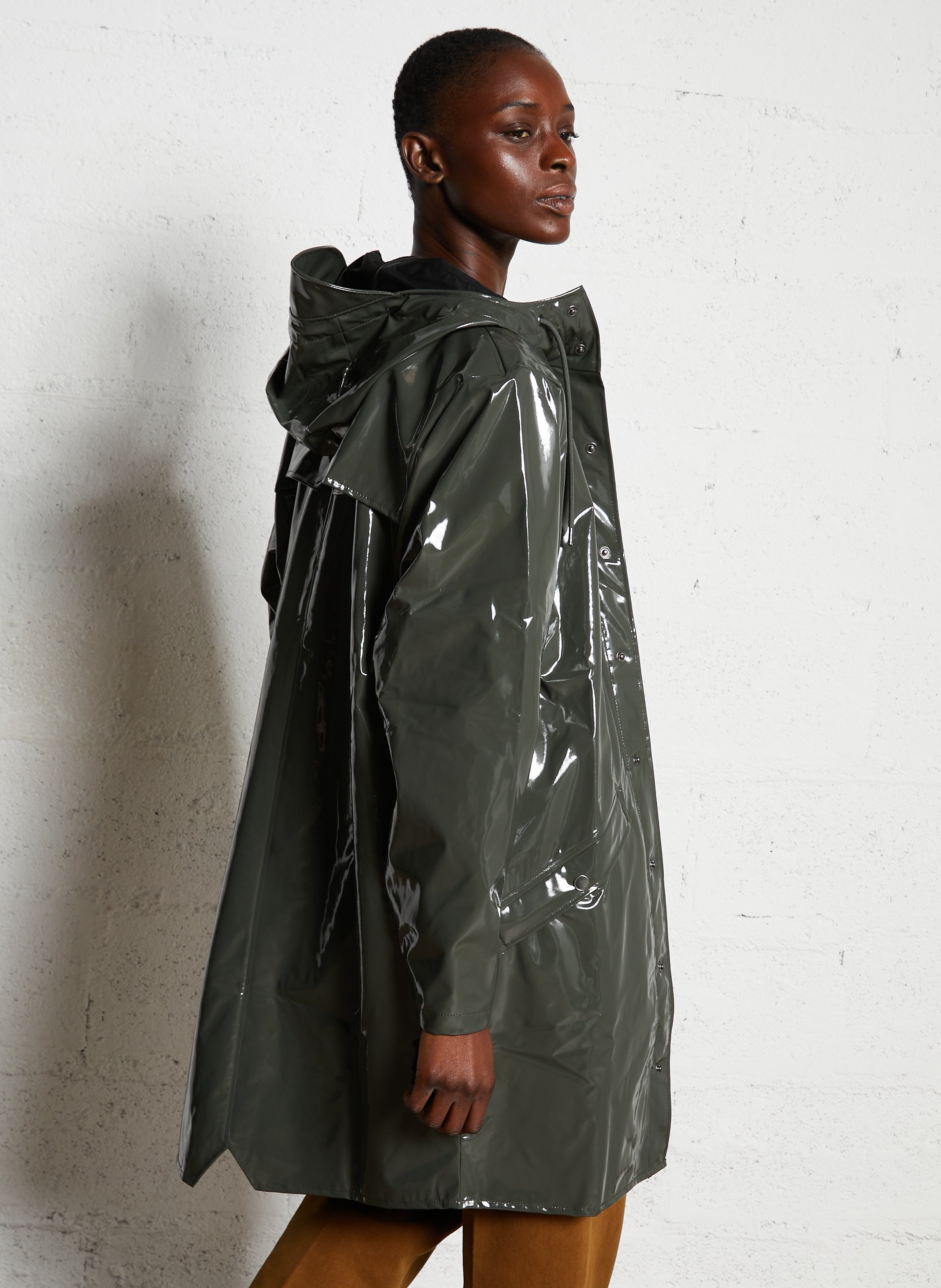 Hooded waterproof windbreaker RAINS Green