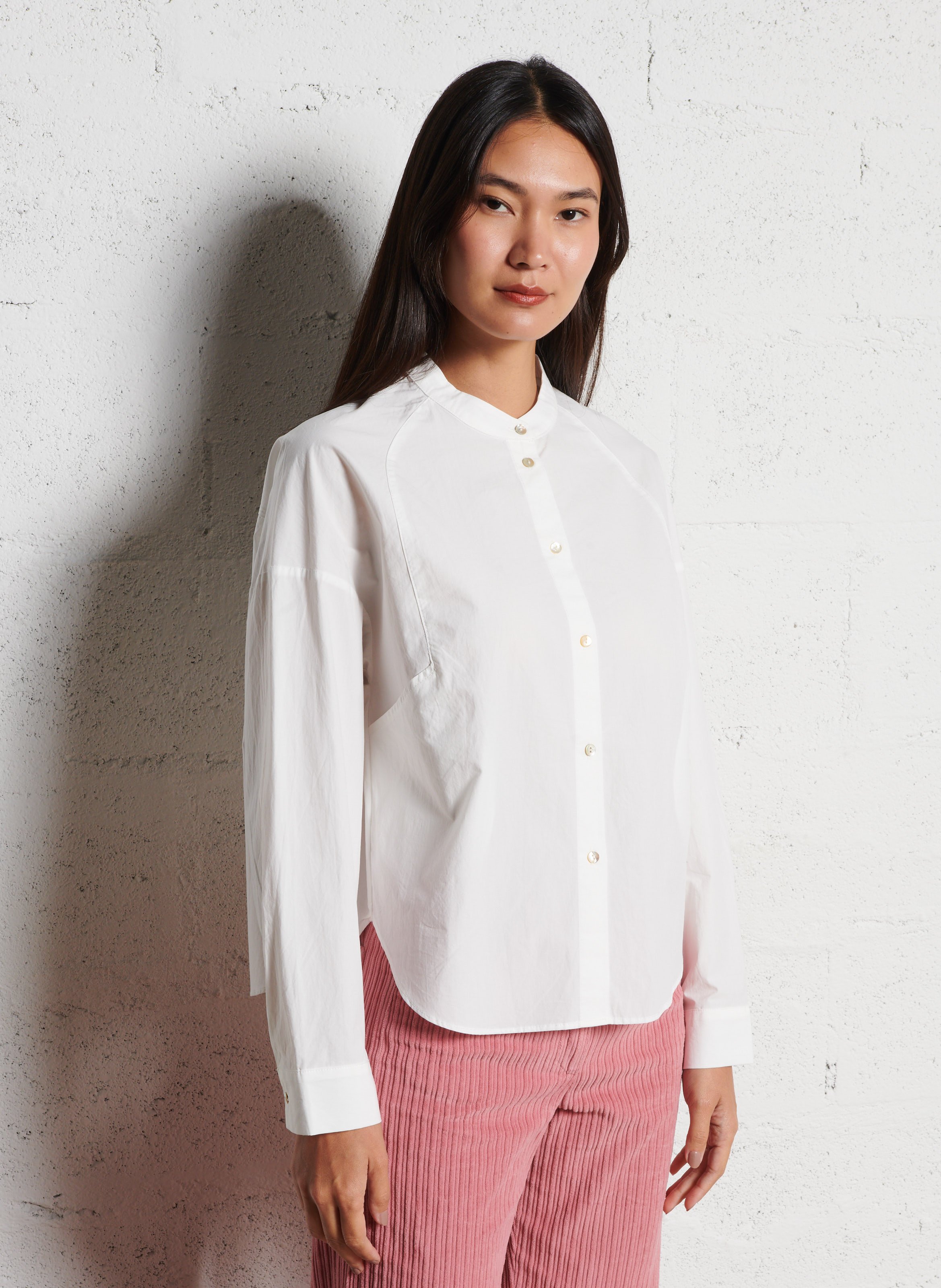 Oversize Rundhalsausschnitt Baumwollhemd JC SOPHIE Weiss