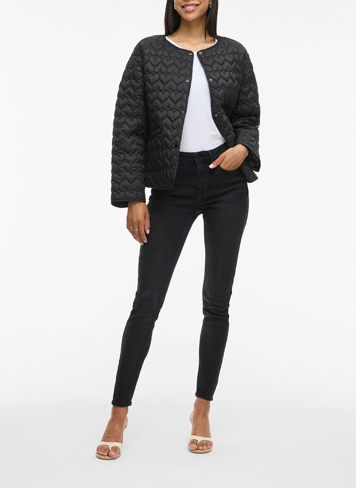 Veste col rond matellassée VILA Noir