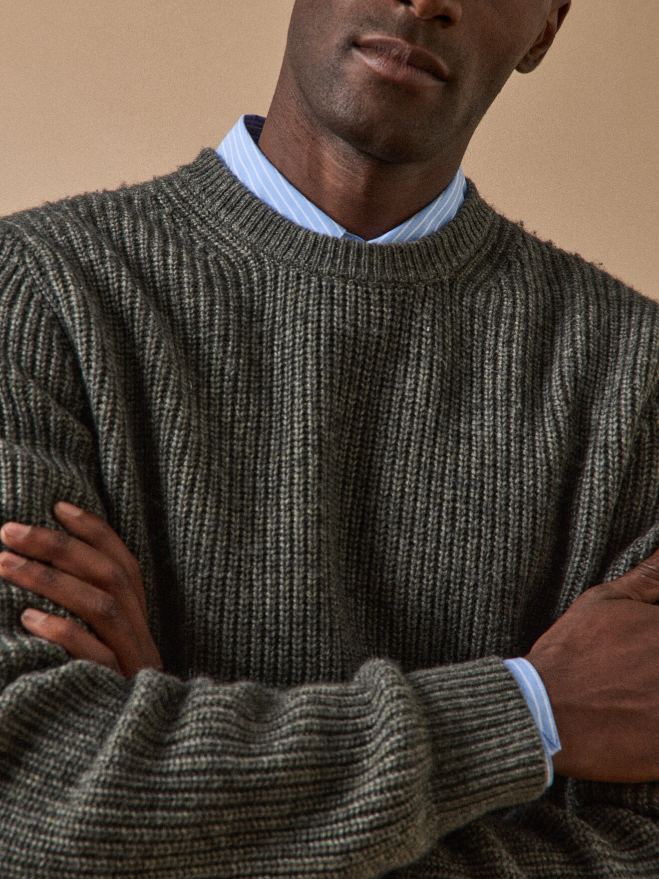 Rib-knit round-neck T-shirt CYRILLUS Green