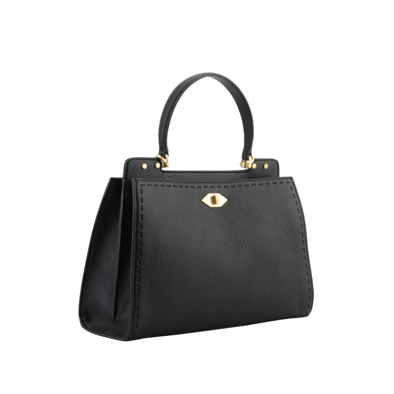 Handbag - cowhide leather POURCHET Black