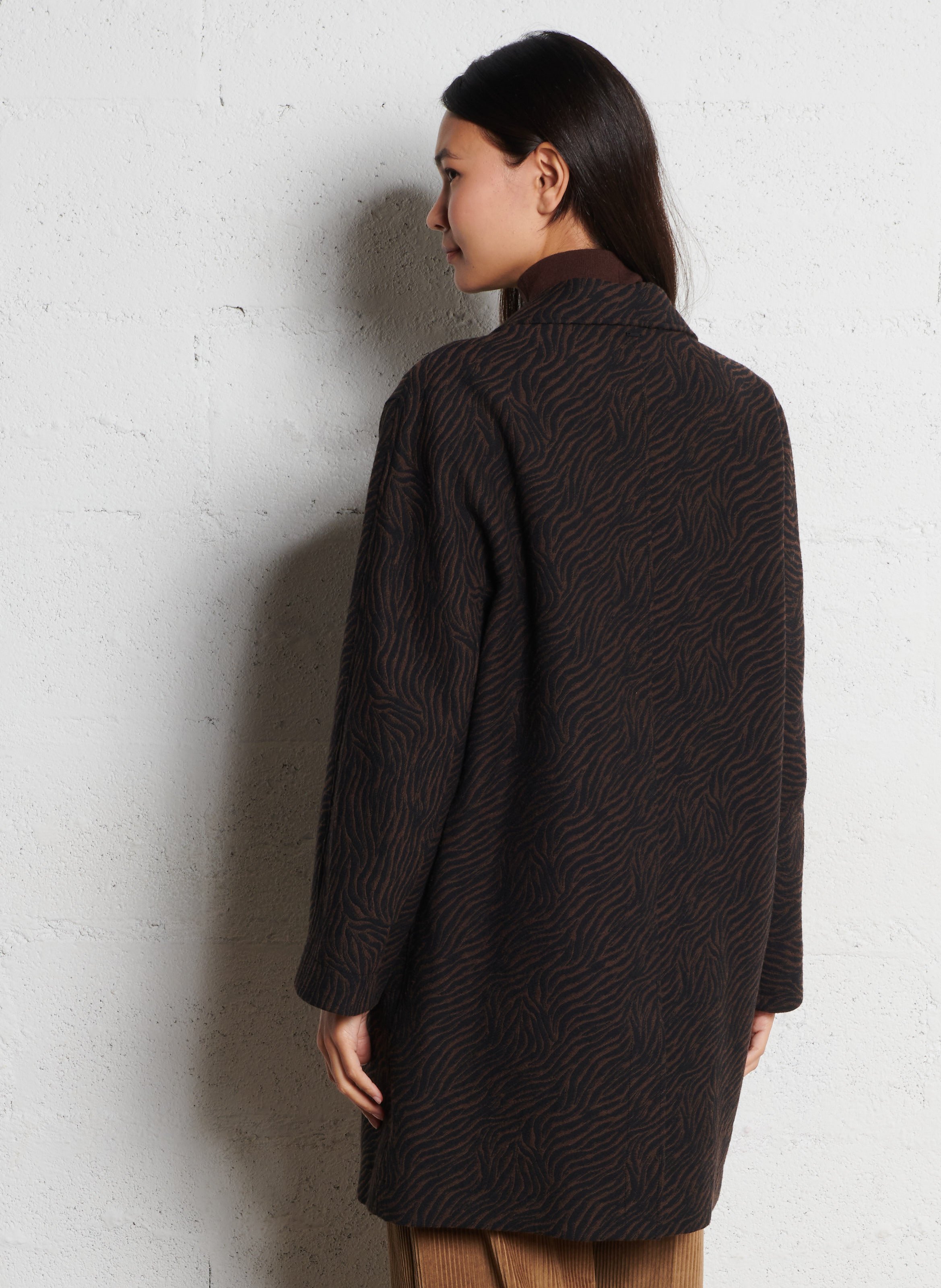 Cotton-blend coat with tailored collar IKKS Brown