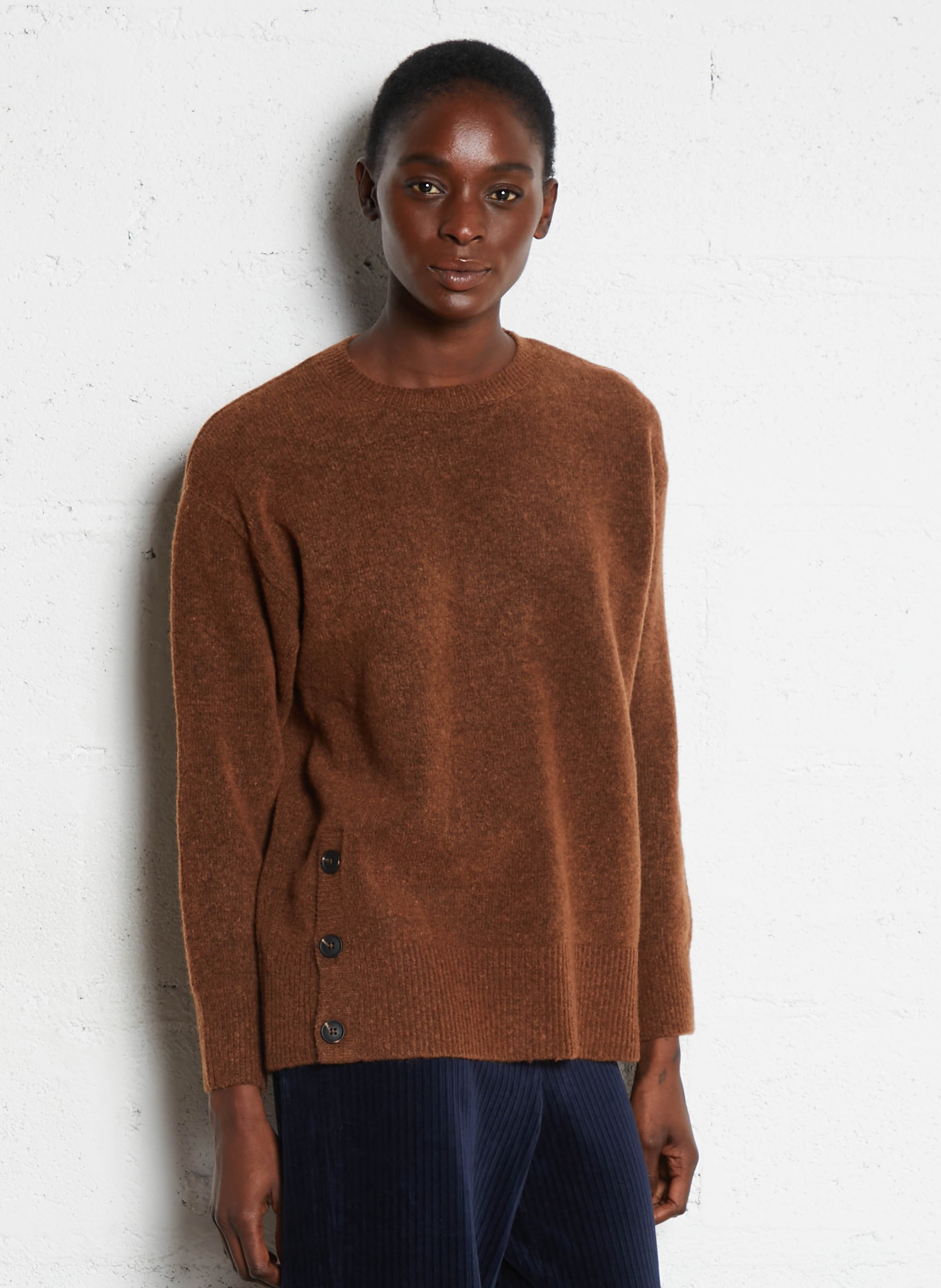 Pull ample boutonné en laine mélangée NICE THINGS Beige