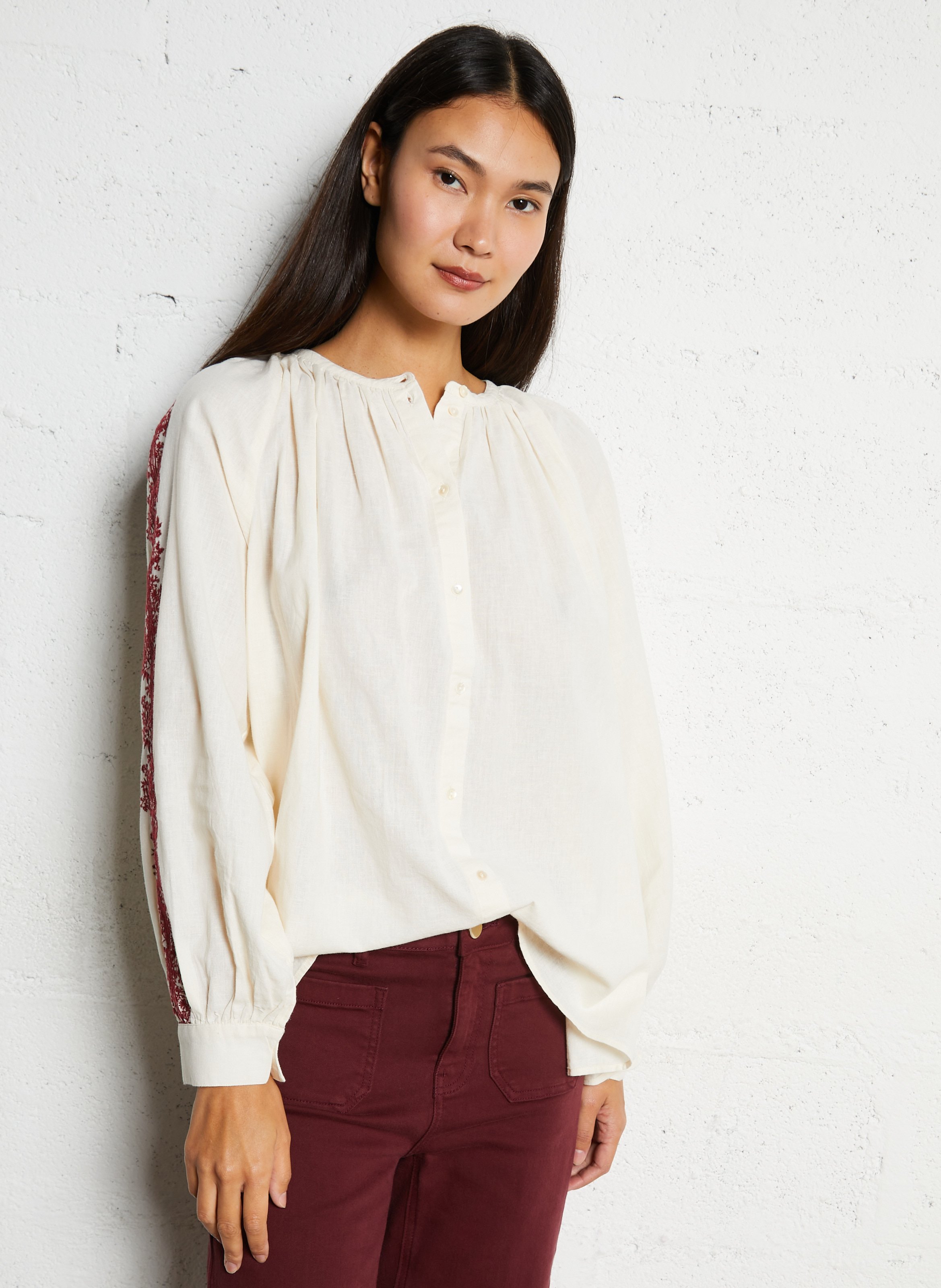 Blouse col rond en coton HOD PARIS Beige
