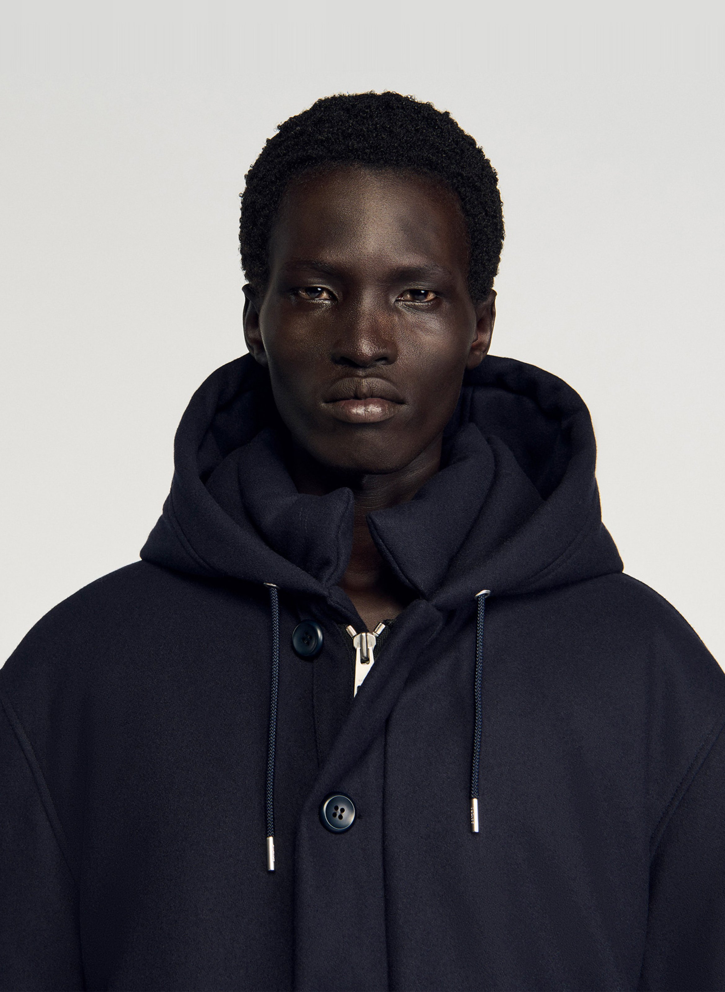 Recht gesneden parka met knopen en capuchon SANDRO Blauw