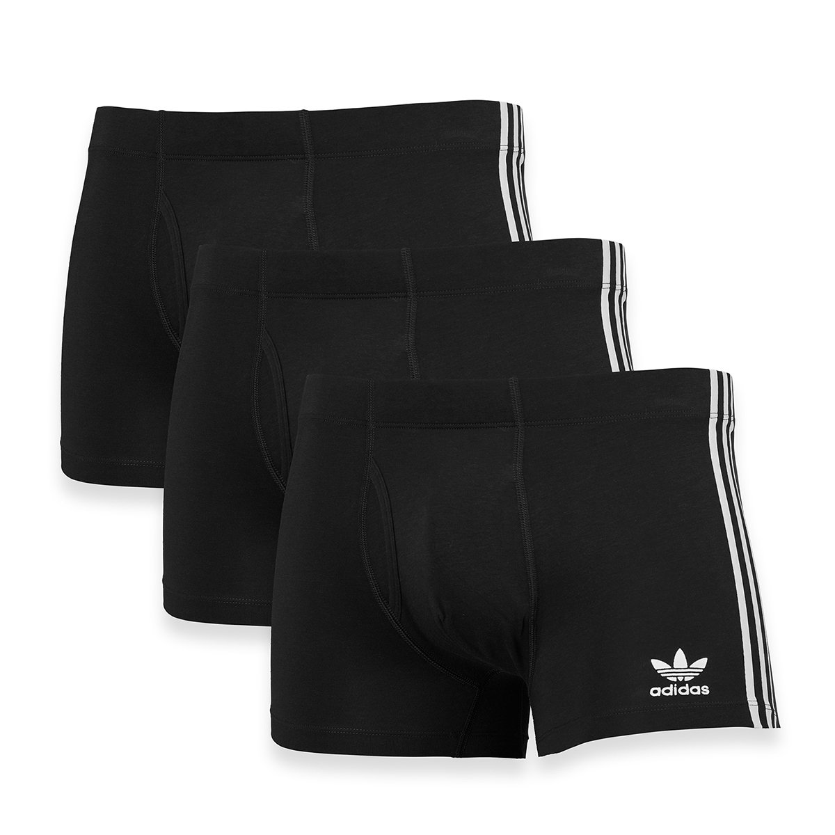 Flex cotton 3-stripe boxer shorts, pack of 3 ADIDAS UNDERWEAR Black