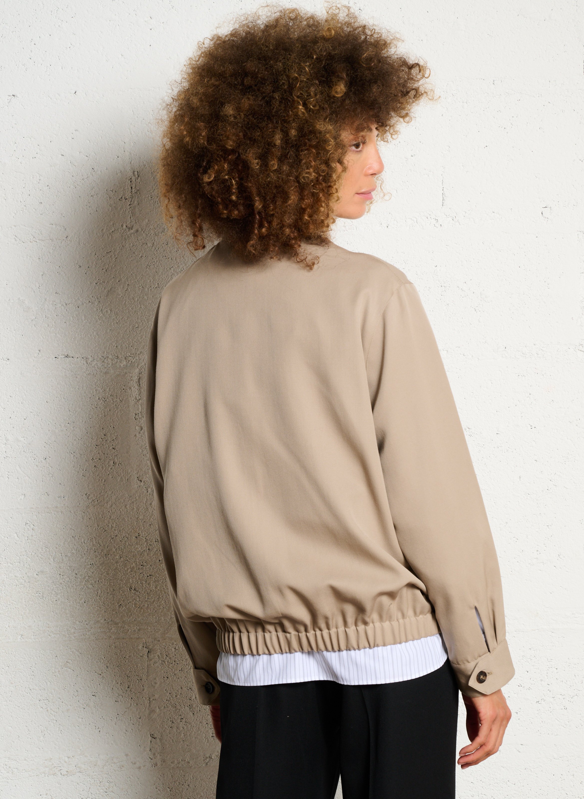 Veste col montant en laine MASSCOB Beige