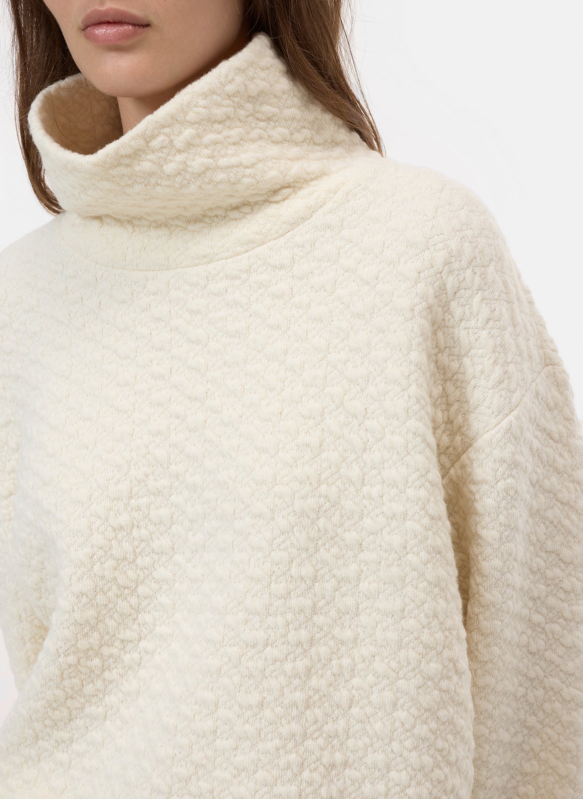 Pull ample col montant en laine mélangée CLOSED Blanc