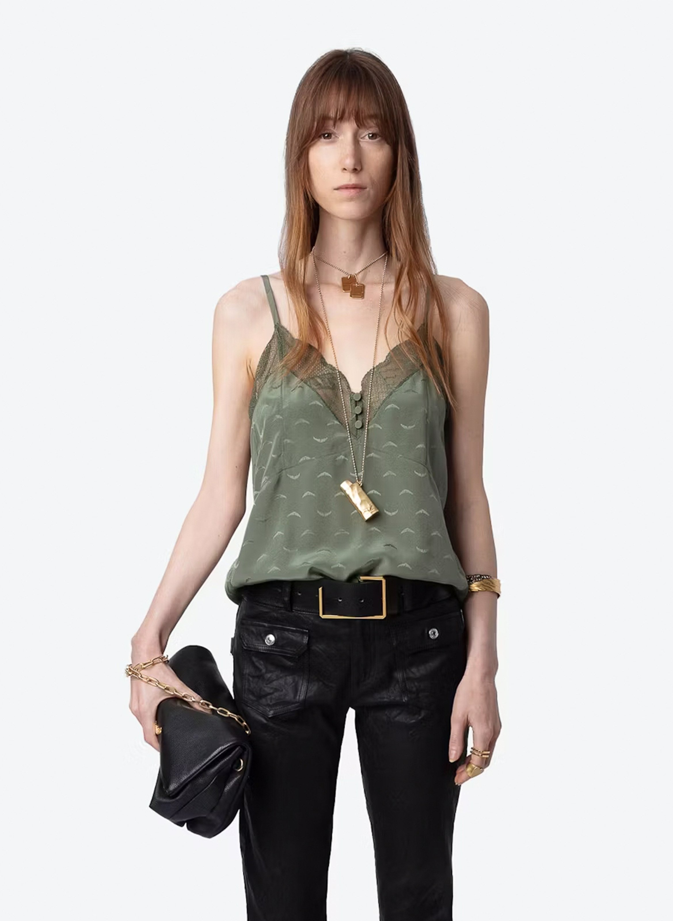 Caraco col V en soie ZADIG&VOLTAIRE Vert