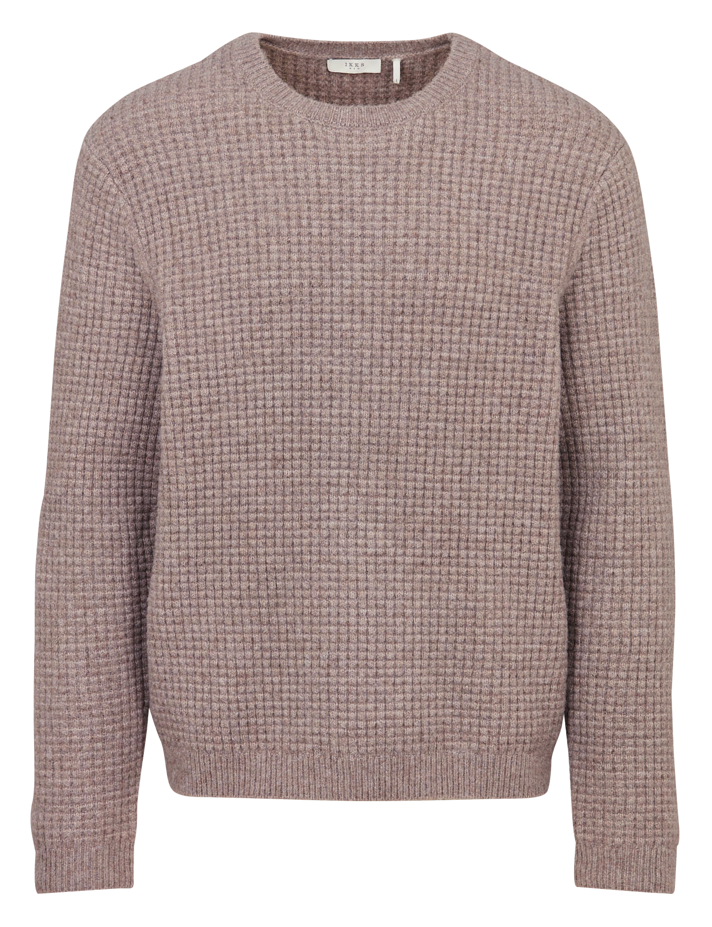 Pull droit col rond en maille fantaisie IKKS Beige
