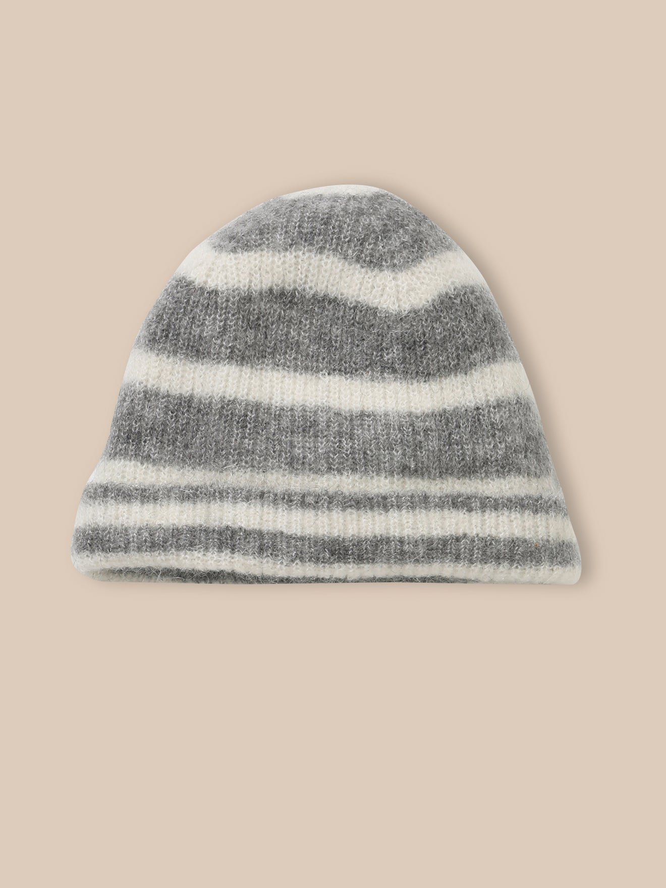 Striped wool and mohair beanie CYRILLUS Grey