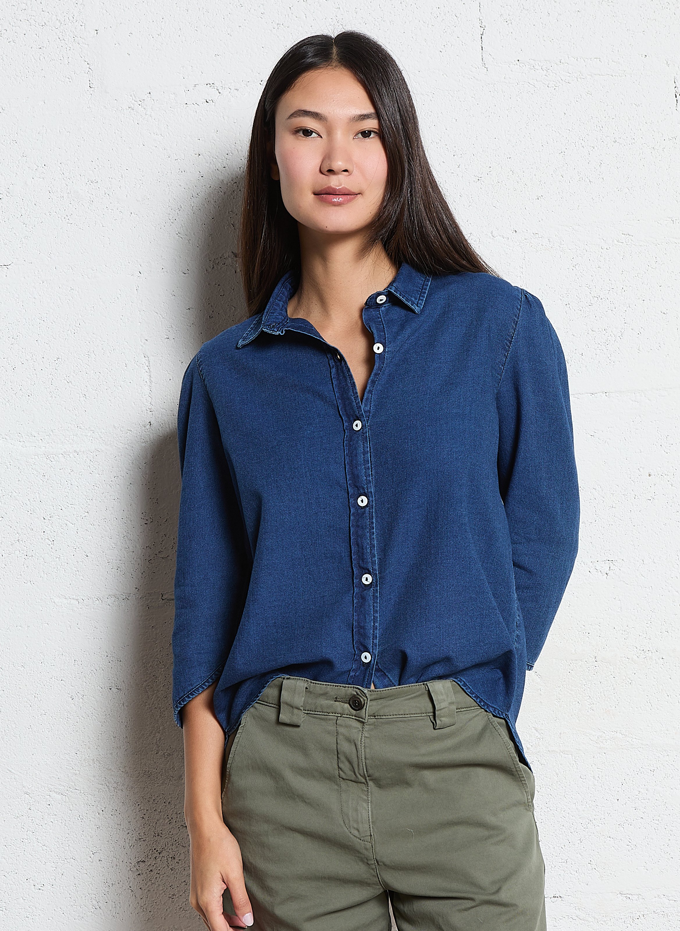Chemise col classique en coton ACQUAVERDE Bleu