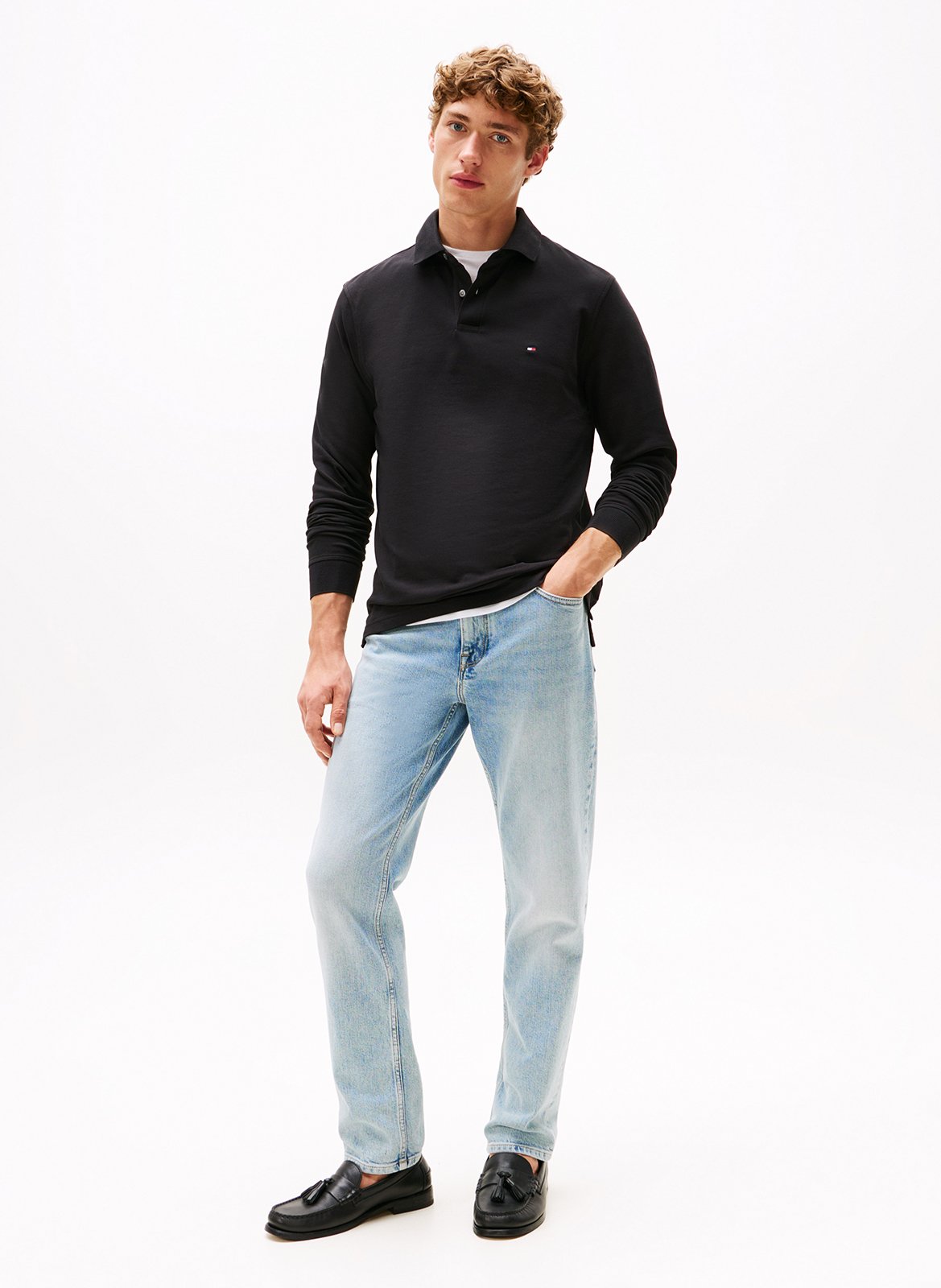 Regular-fit organic cotton-blend polo shirt TOMMY HILFIGER Black